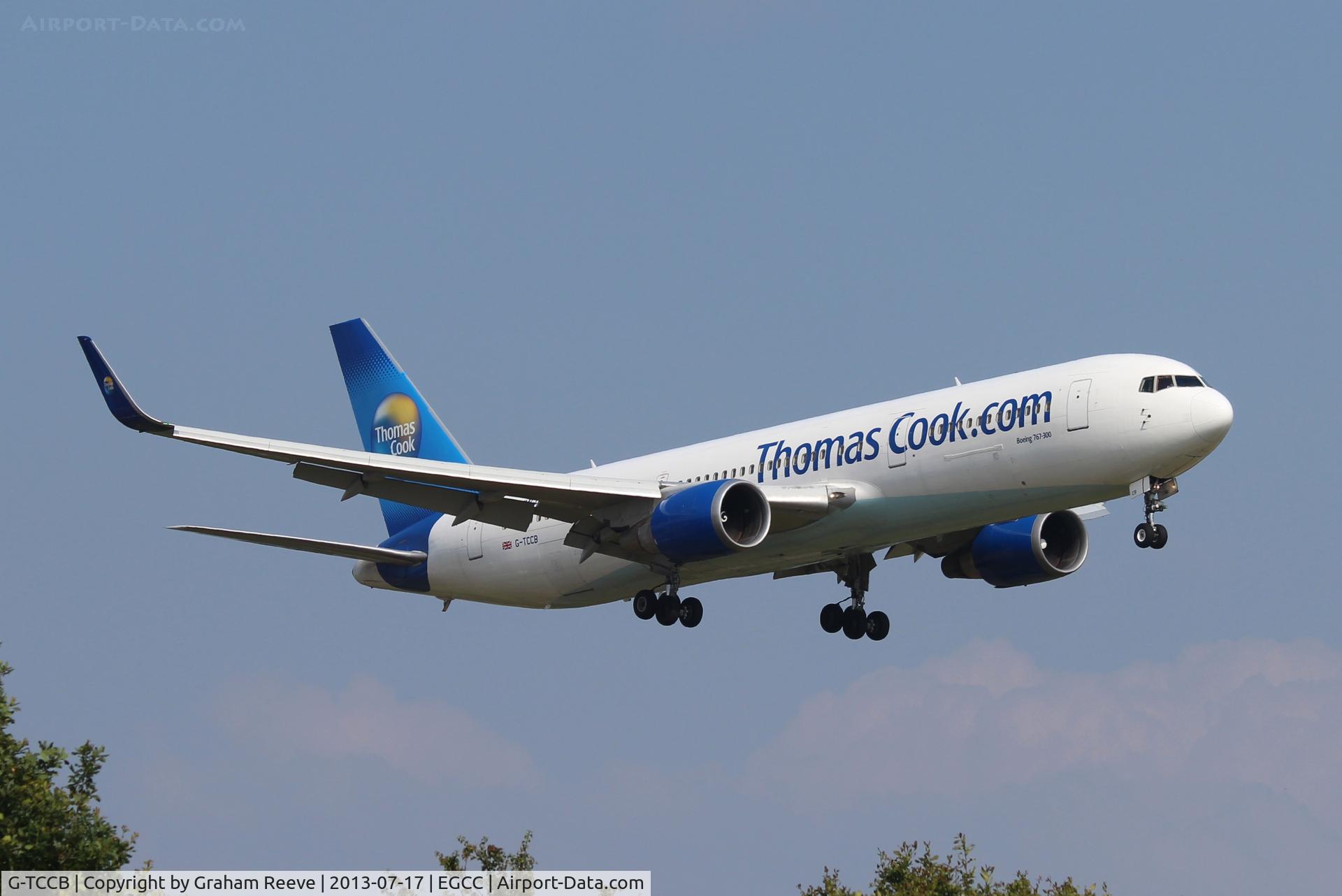 G-TCCB, 1997 Boeing 767-31K C/N 28865, Abou to land at Manchester.