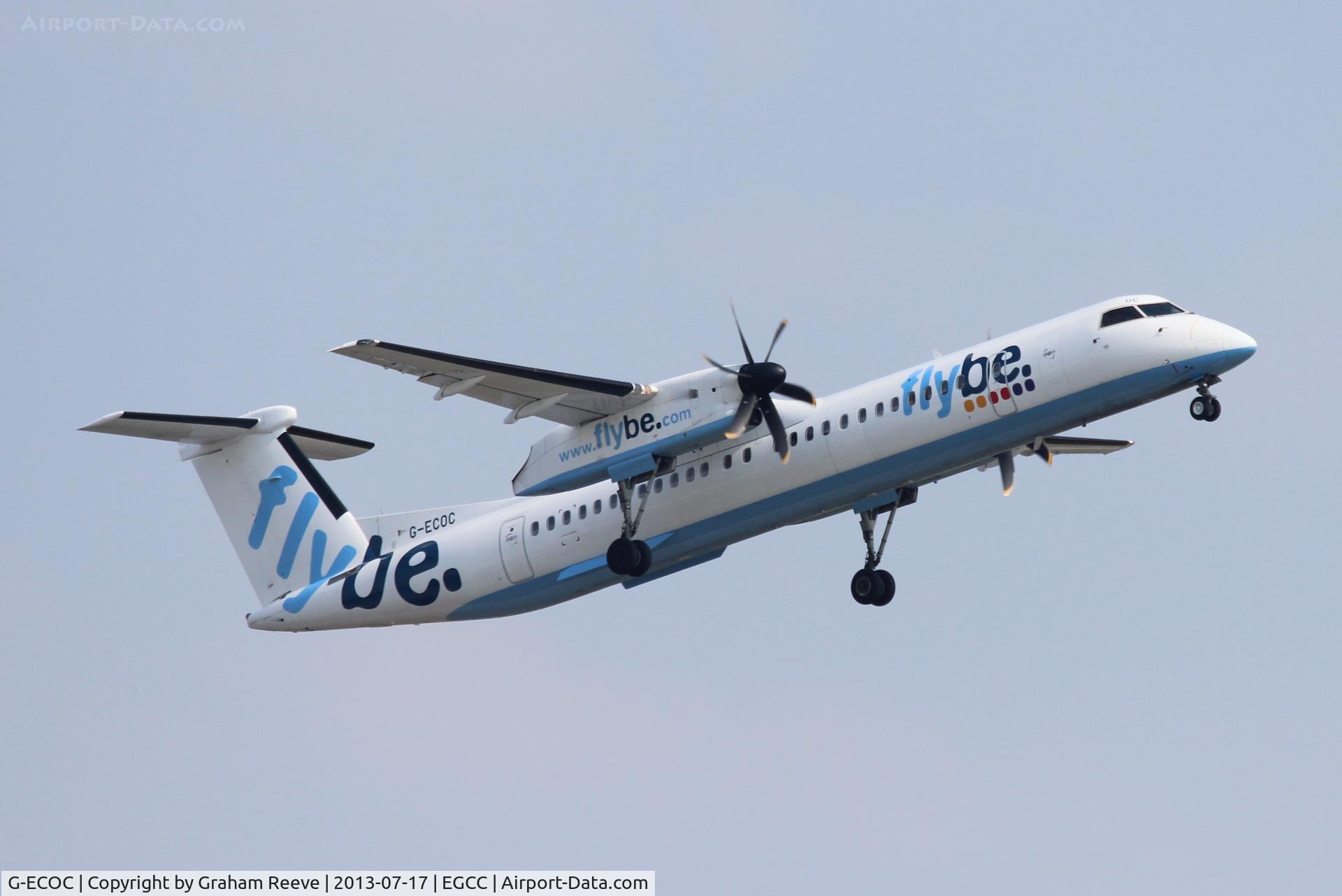 G-ECOC, 2007 De Havilland Canada DHC-8-402Q Dash 8 C/N 4197, Just airbourne from Manchester.