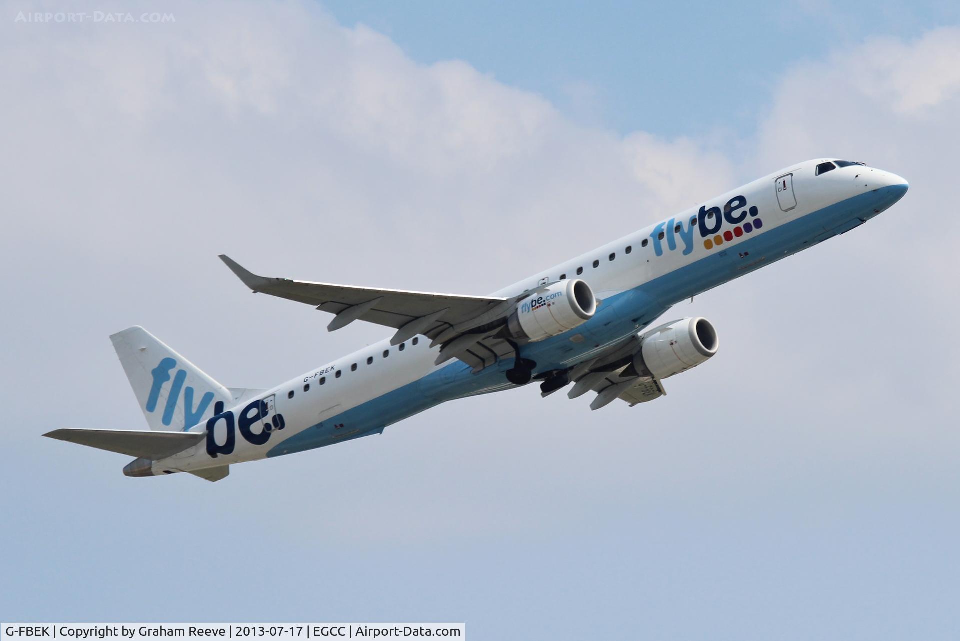 G-FBEK, 2008 Embraer 195LR (ERJ-190-200LR) C/N 19000168, Just airbourne.