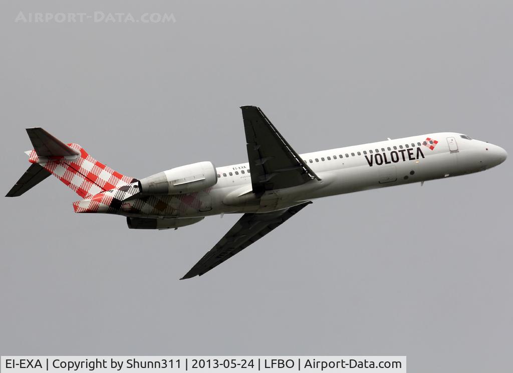 EI-EXA, 2003 Boeing 717-2BL C/N 55172, Climbing after take off rwy 32R