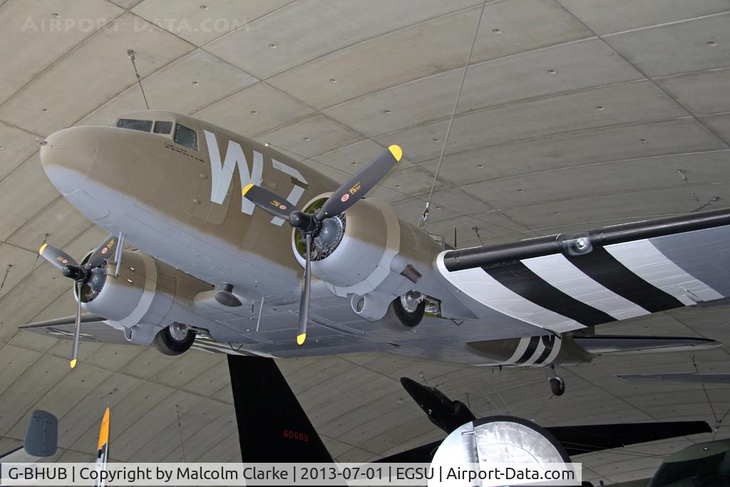 G-BHUB, 1943 Douglas C-47A Skytrain C/N 19975, Douglas C-47A Skytrain, American Air Museum, Duxford Airfield, July 2013.