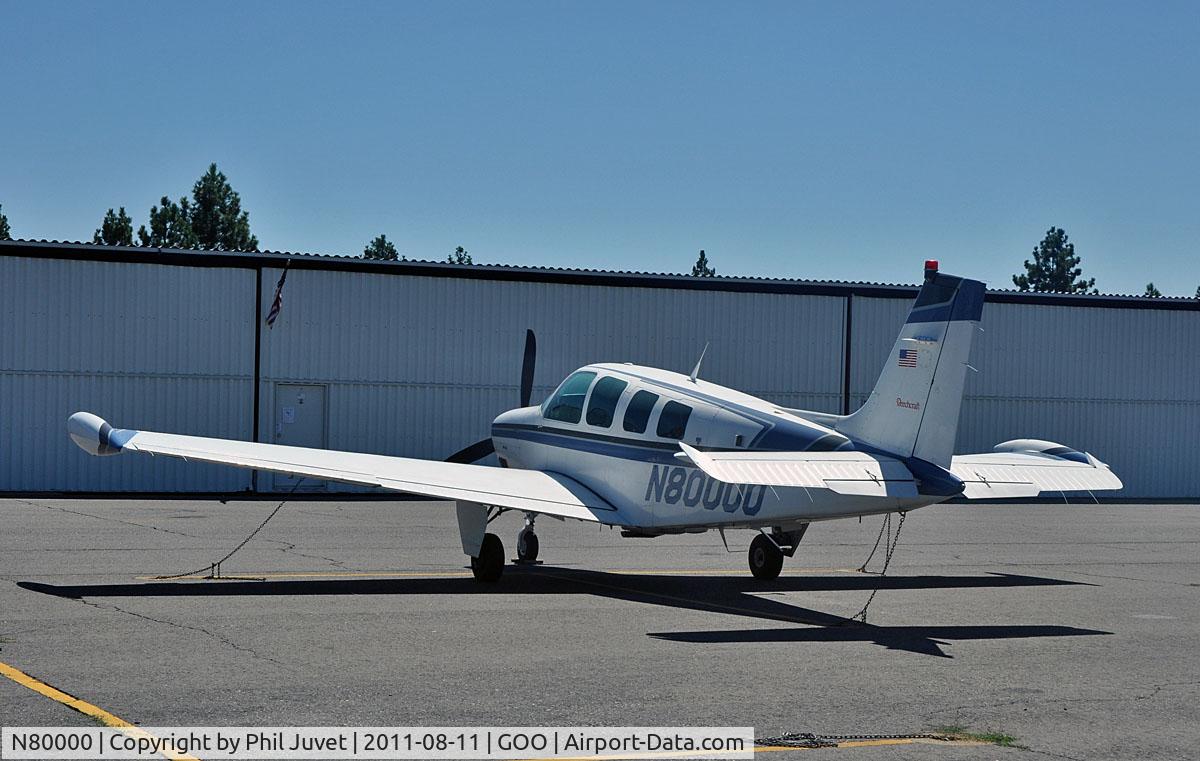 N80000, 1992 Beech A36 Bonanza 36 C/N E-2741, Parked at Nevada County Airport, Grass Valley, CA.