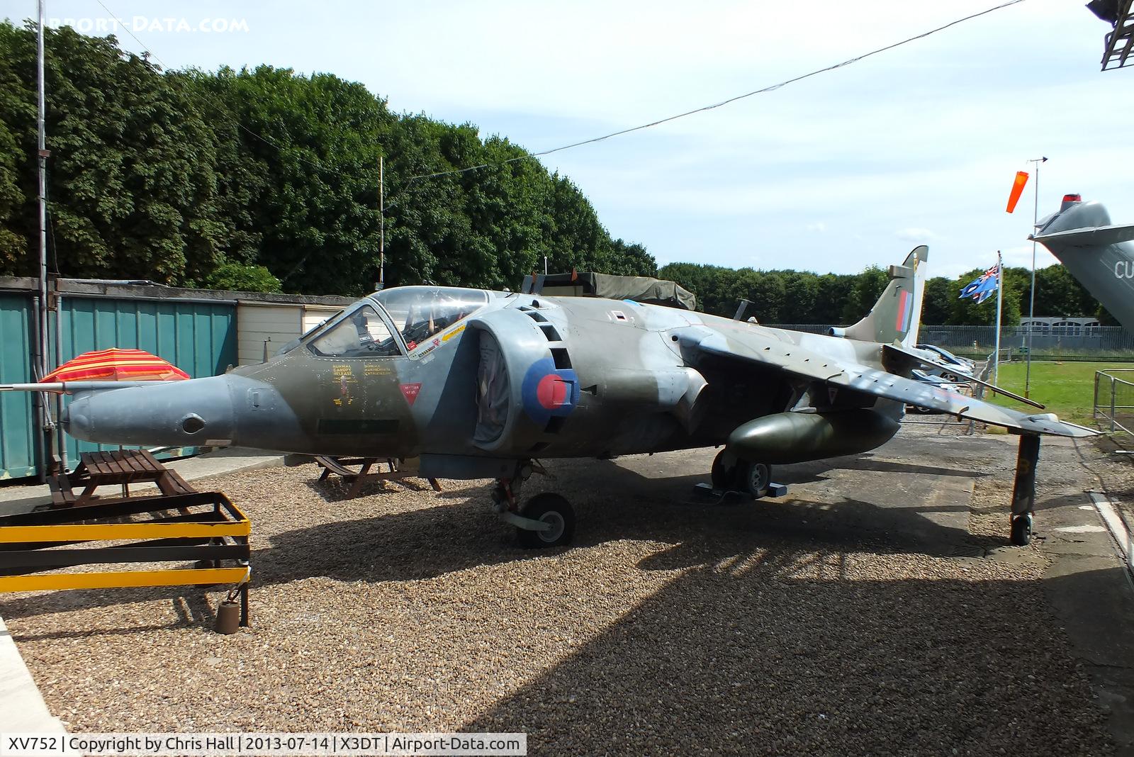 XV752, 1969 Hawker Siddeley Harrier GR.3 C/N 712015, preserved at the South Yorkshire Aircraft Museum, AeroVenture, Doncaster