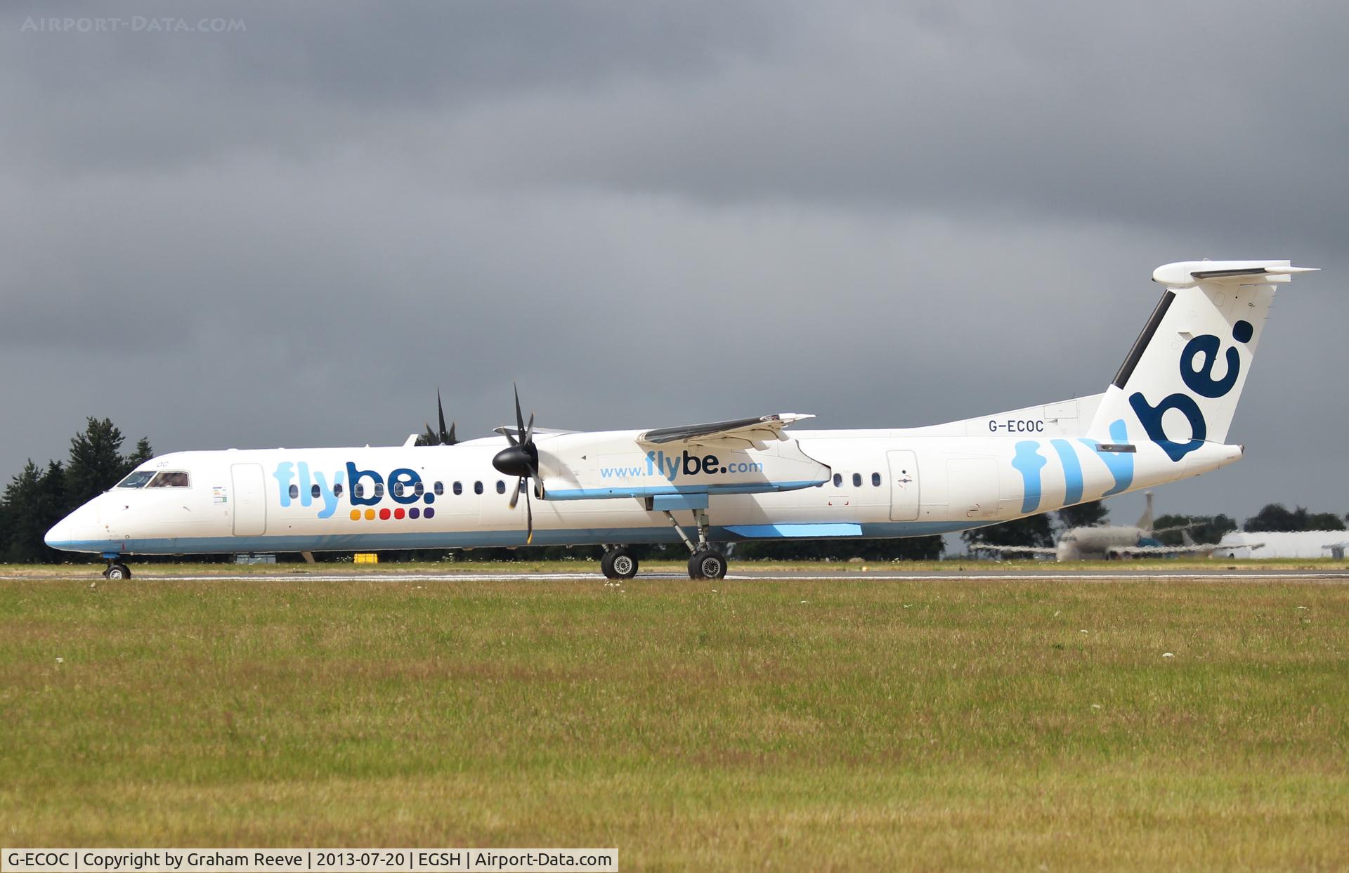 G-ECOC, 2007 De Havilland Canada DHC-8-402Q Dash 8 C/N 4197, About to depart.