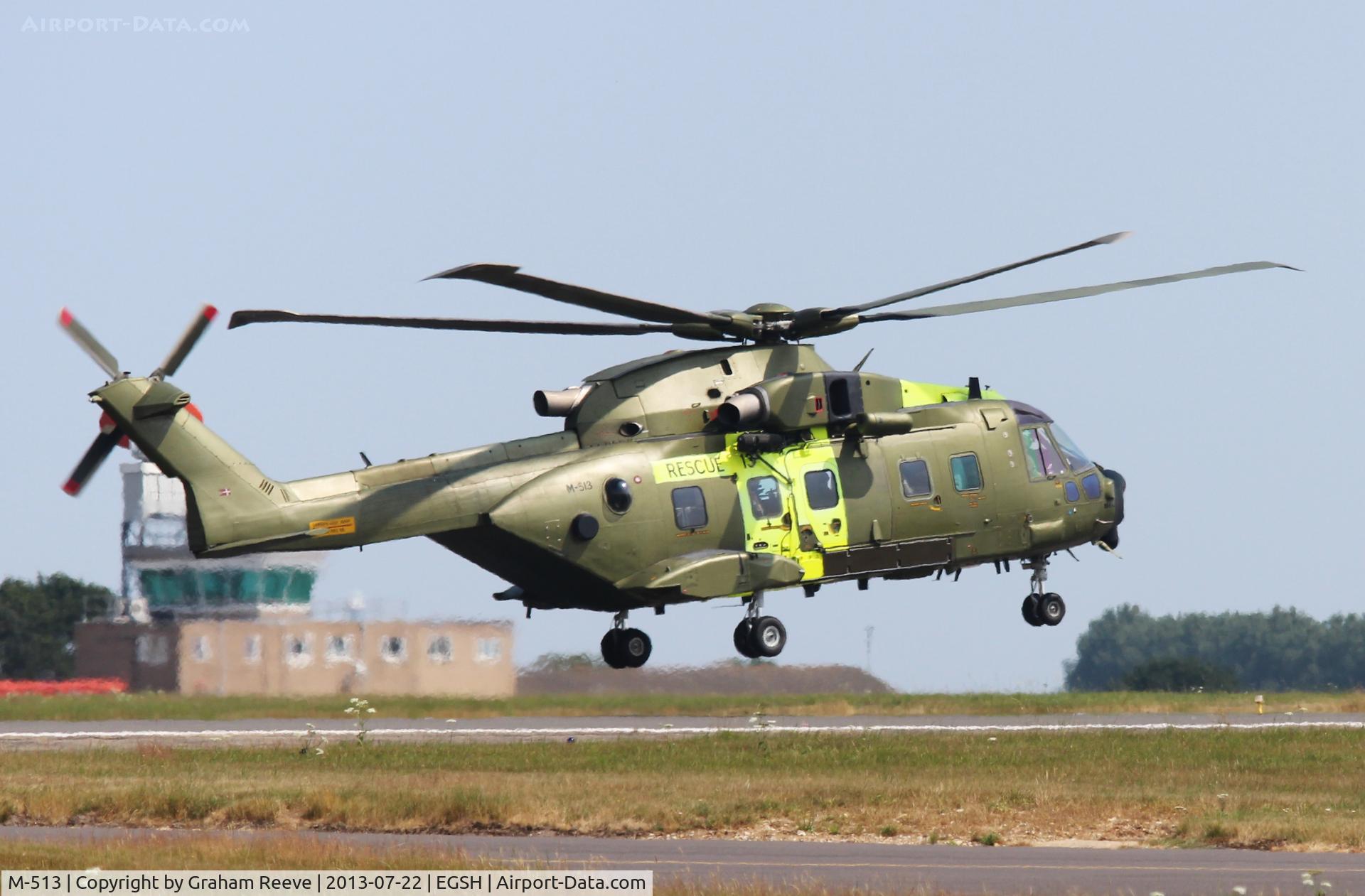 M-513, 2006 AgustaWestland EH-101 Mk.512 Merlin Joint Supporter C/N 50162/512013/DEN13, About to touch down.
