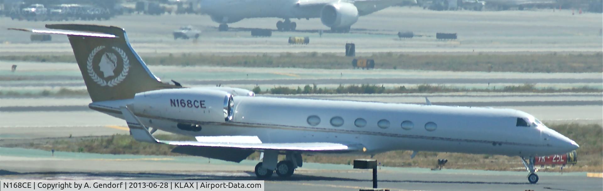 N168CE, 1999 Gulfstream Aerospace G-V C/N 568, Caesars Palace (untitled), seen here on the taxiway to the General Aviation Terminal at Los Angeles Int´l(KLAX)