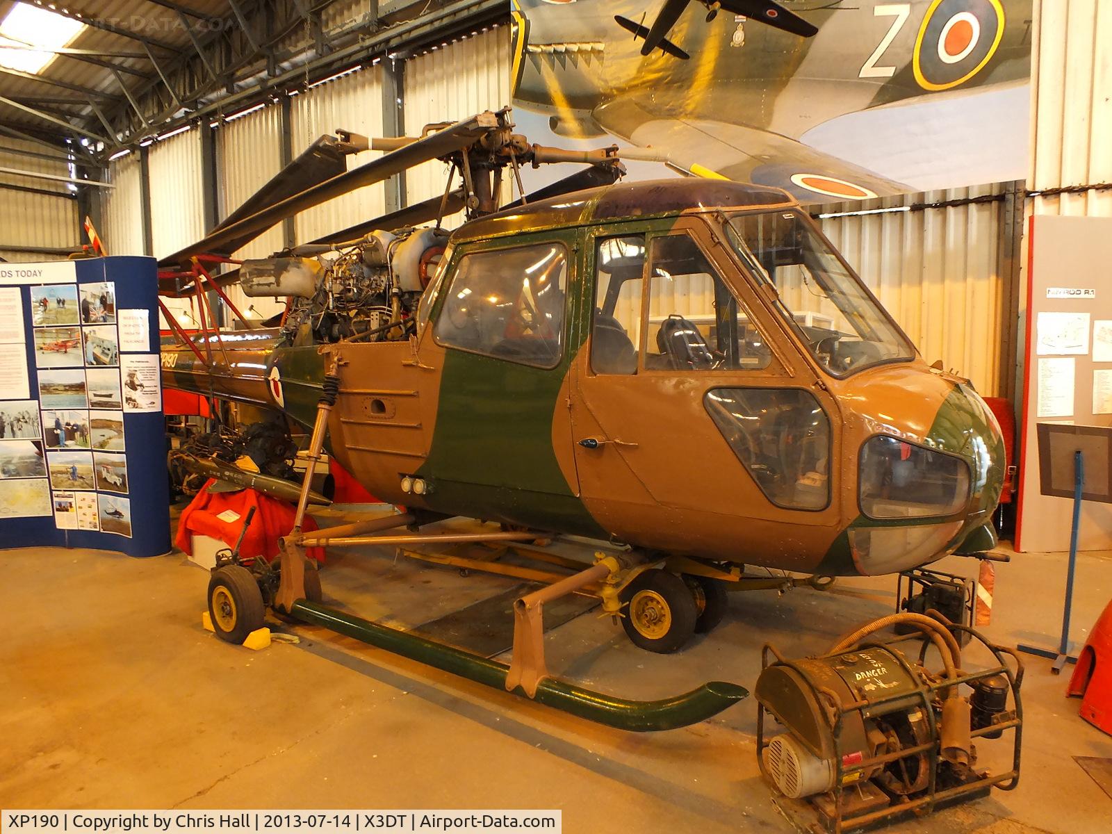 XP190, Westland Scout AH.1 C/N S2/8443, preserved at the South Yorkshire Aircraft Museum, AeroVenture, Doncaster
