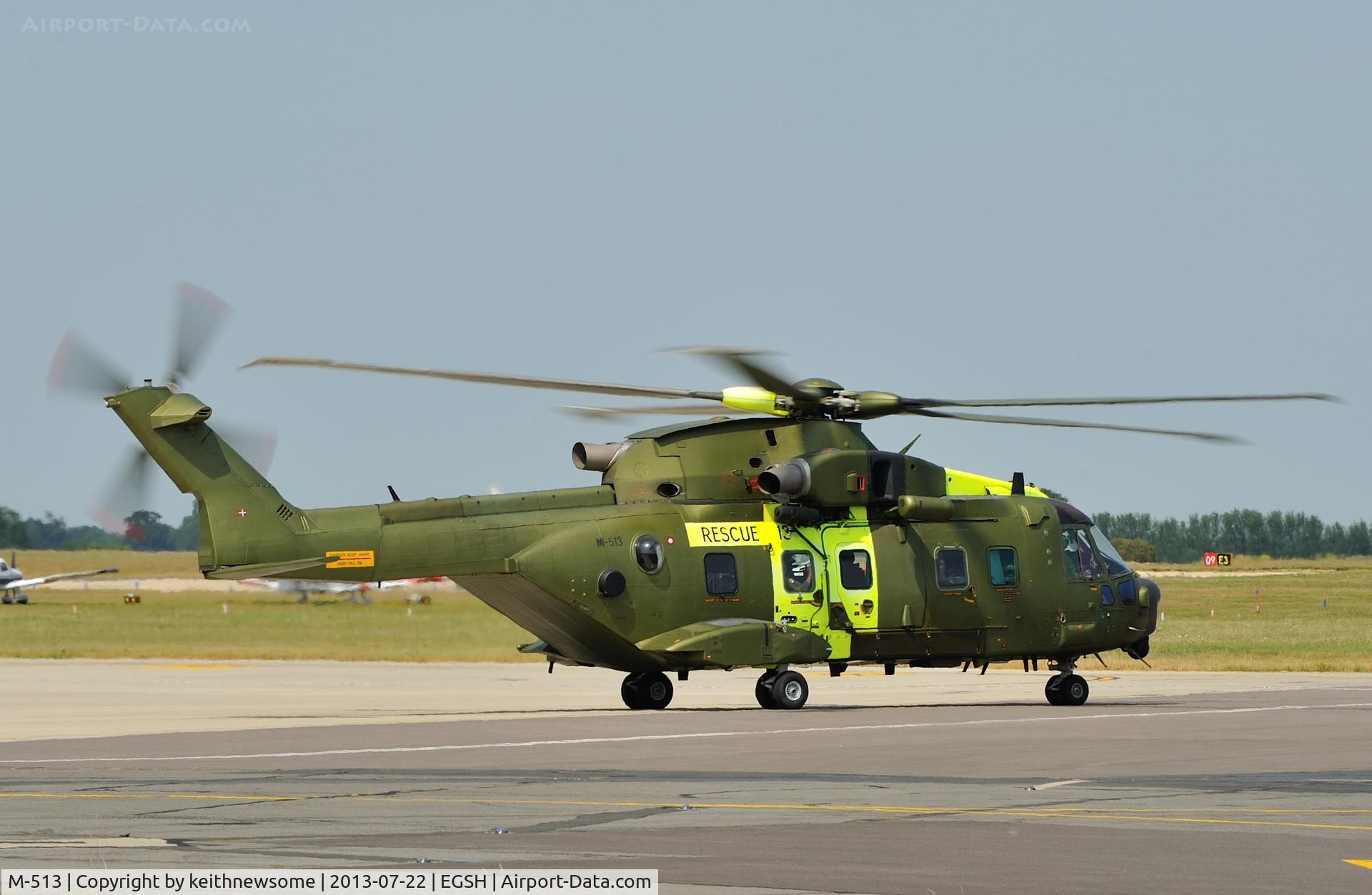 M-513, 2006 AgustaWestland EH-101 Mk.512 Merlin Joint Supporter C/N 50162/512013/DEN13, Leaving following fuel stop !