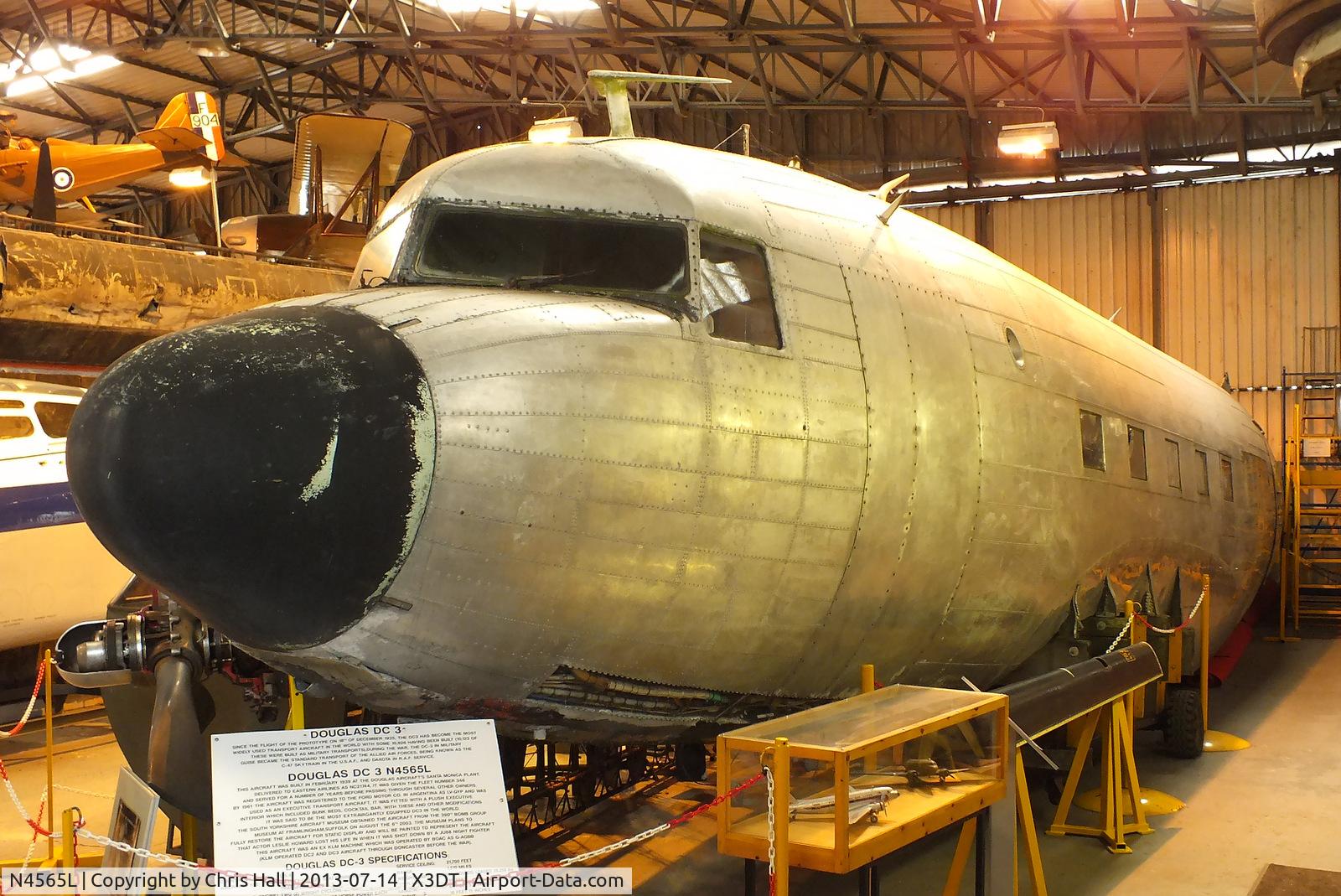 N4565L, 1939 Douglas DC-3-201A (C-47 Skytrain/Dakota) C/N 2108, preserved at the South Yorkshire Aircraft Museum, AeroVenture, Doncaster