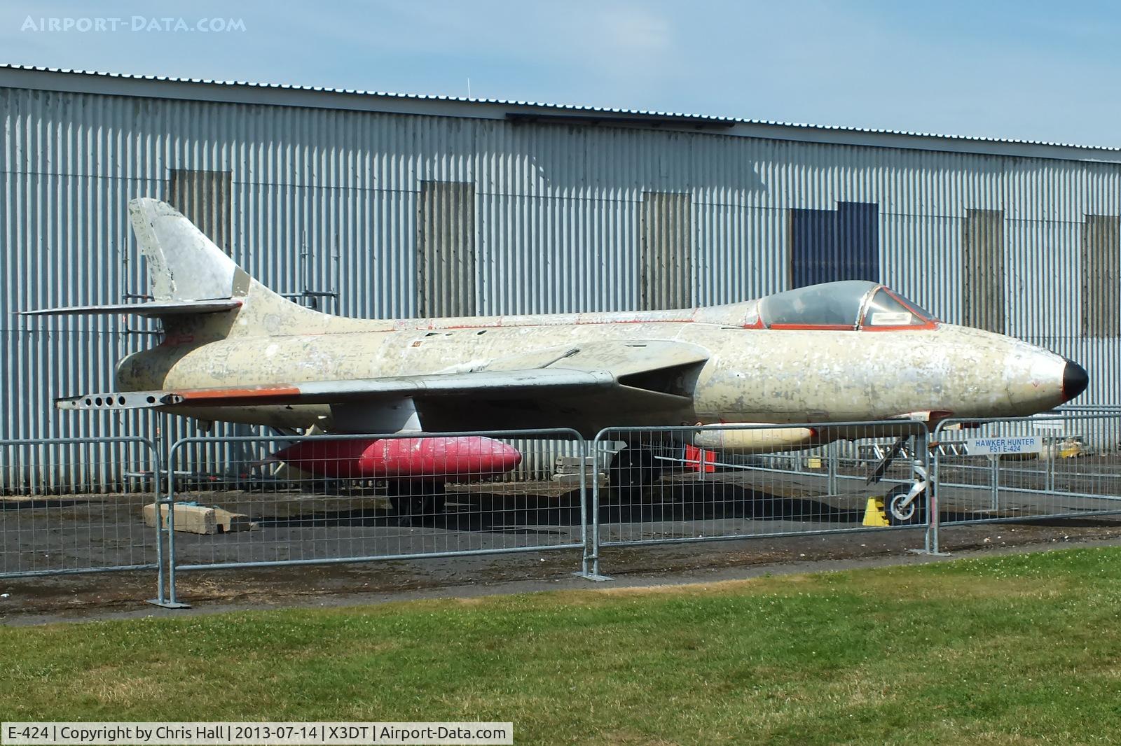 E-424, Hawker Hunter F.51 C/N 41H-680283, preserved at the South Yorkshire Aircraft Museum, AeroVenture, Doncaster