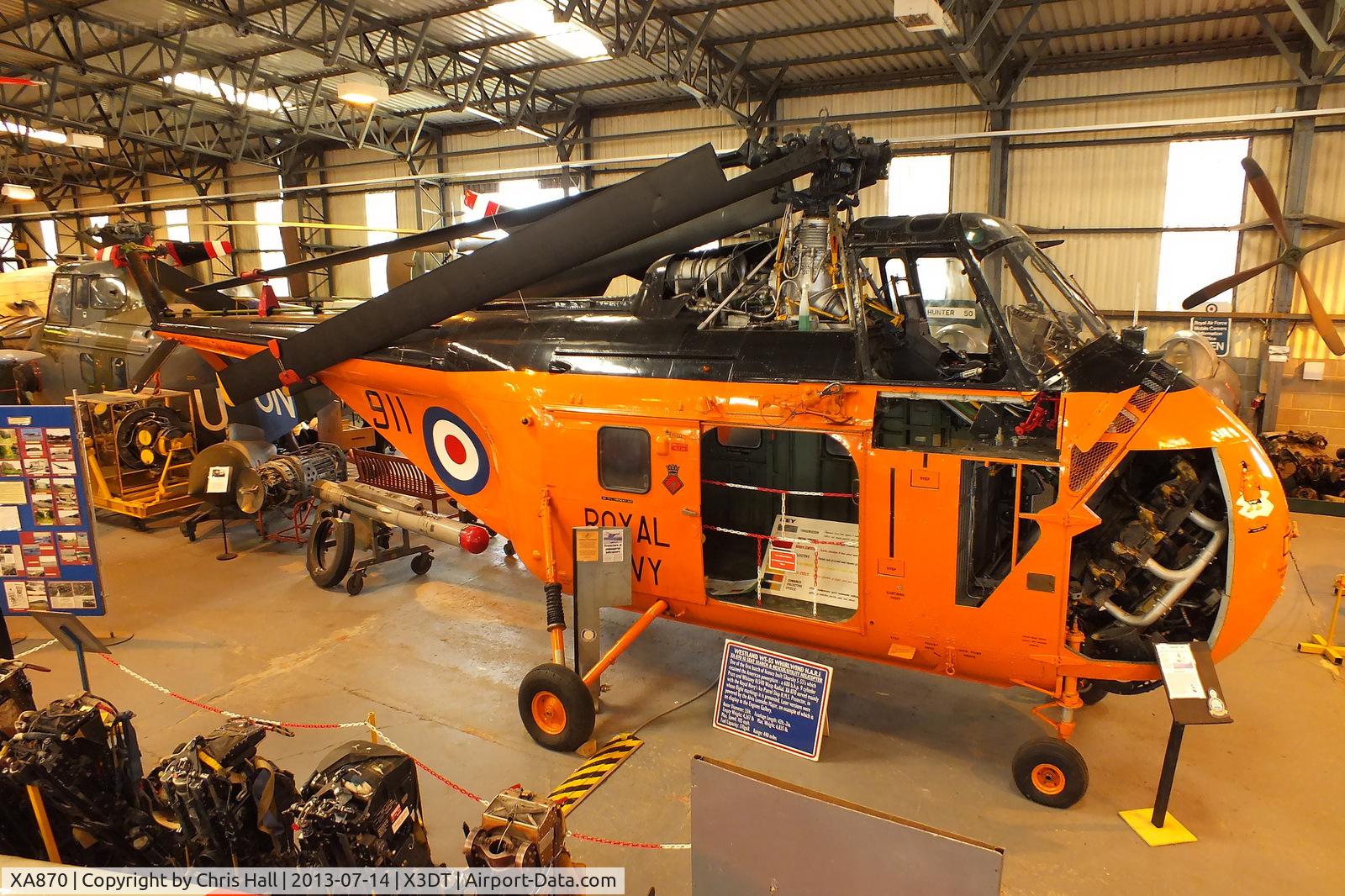 XA870, 1954 Westland Whirlwind HAR.1 C/N WA16, preserved at the South Yorkshire Aircraft Museum, AeroVenture, Doncaster