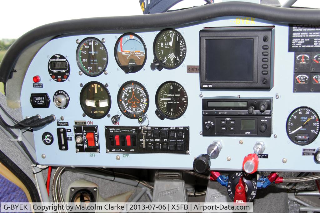 G-BYEK, 2000 Stoddard-Hamilton GlaStar GS-1 C/N PFA 295-13087, From LH seat. Stoddard-Hamilton GlaStar GS-1, Fishburn Airfield, July 2013.