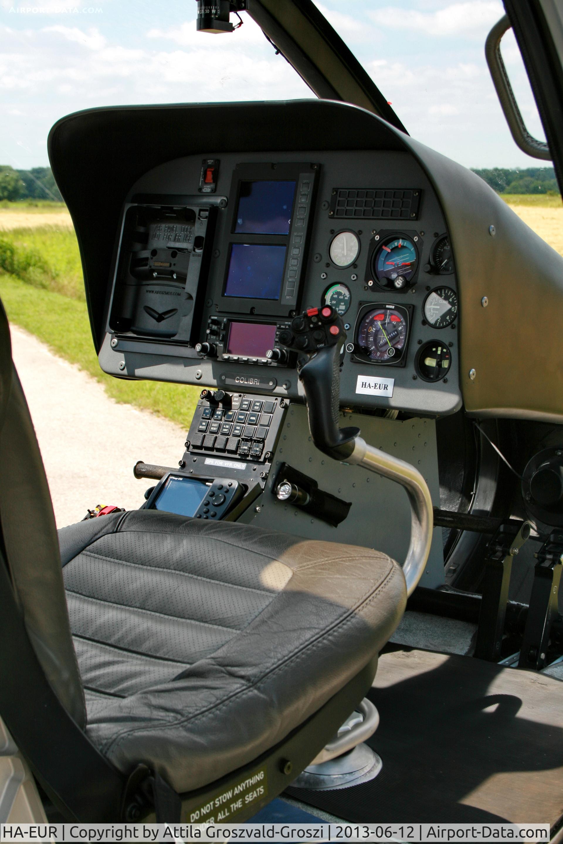 HA-EUR, 2000 Eurocopter EC-120B Colibri C/N 1095, Overhead power line inspection tour starts. Ajka city