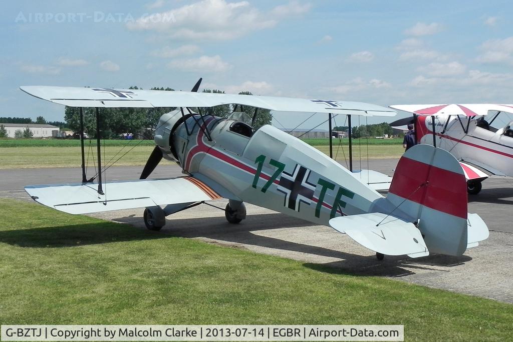 G-BZTJ, 1943 CASA 1-133 Jungmeister C/N 41, CASA 1-131E Jungmann at The Real Aeroplane Company's Bucker Fest, Breighton Airfield, July 14 2013.