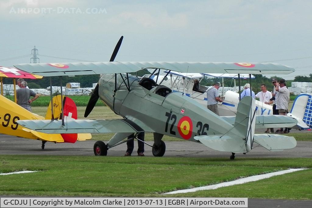 G-CDJU, 1954 CASA 1-131E Jungmann C/N 1078, CASA 1-131E Jungmann Srs 2000 at The Real Aeroplane Company's Bucker Fest, Breighton Airfield, July 14 2013.