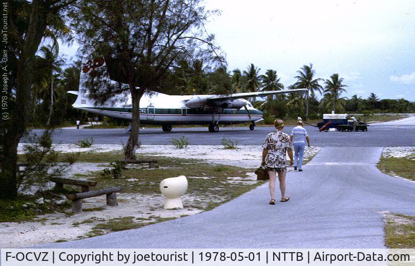 F-OCVZ, 1962 Fairchild F-27A C/N 91, Air Polynesie's Fairchild F27A turbo-prop aircraft on apron at Bora Bora airport in French Polynesia.