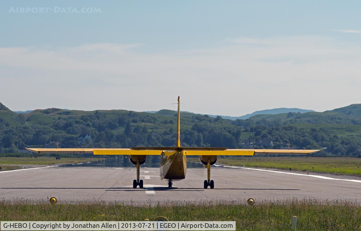 G-HEBO, 1993 Pilatus Britten-Norman BN-2B-20 Islander C/N 2268, Lined-up and ready to depart from Oban Airport.