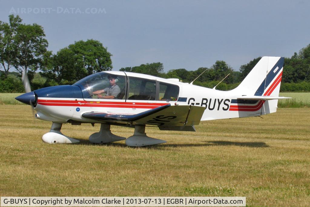 G-BUYS, 1993 Robin DR-400-180 Regent Regent C/N 2197, Robin DR-400-180 Regent at The Real Aeroplane Company's Wings & Wheels Fly-In, Breighton Airfield, July 2013.