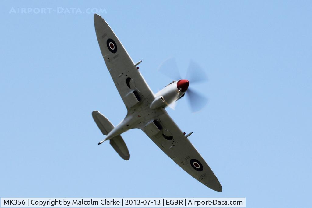 MK356, 1944 Supermarine 361 Spitfire LF.IXc C/N CBAF.IX.1561, Supermarine 361 Spitfire LF.IXc from the RAF's Battle of Britain Memorial Flight (BBMF) overflys  The Real Aeroplane Company's Wings & Wheels Fly-In, Breighton Airfield, July 2013.