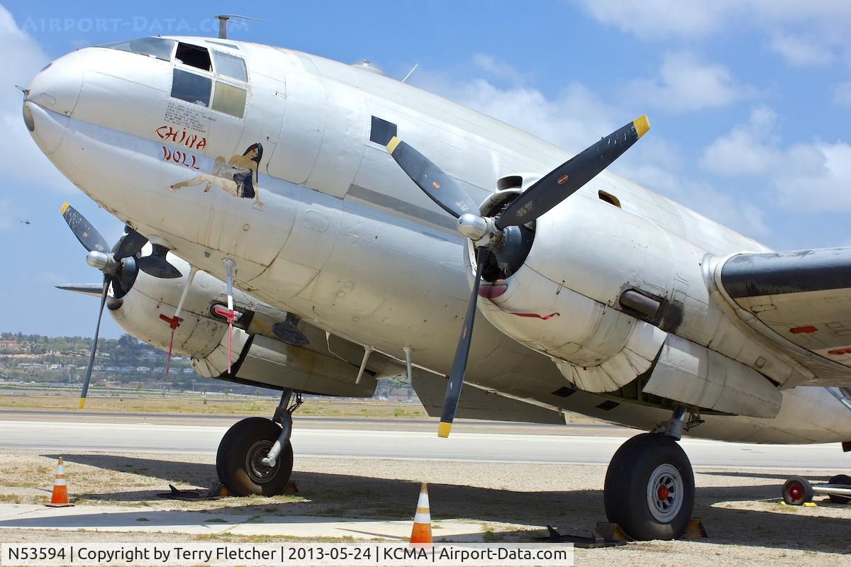 N53594, 1944 Curtiss C-46F Commando C/N 22486, Opportunity for close-up photos of a Curtiss C-46F Commando at Commemorative Air Force Museum at Camarillo , Southern California