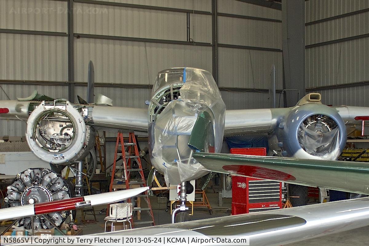 N5865V, 1945 North American B-25J Mitchell Mitchell C/N 108-34263, CAF restoration hangar at Camarillo