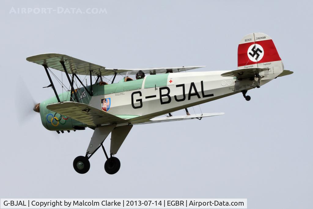 G-BJAL, 1957 Bucker 1-131E Jungmann C/N 1028, CASA 1-131E Jungmann at The Real Aeroplane Company's Bucker Fest, Breighton Airfield, July 14 2013.