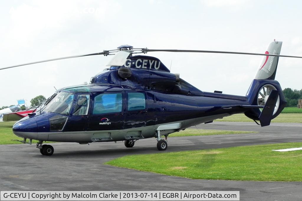 G-CEYU, 1988 Aerospatiale SA-365N-1 Dauphin 2 C/N 6298, Aerospatiale SA-365N-1 at The Real Aeroplane Company's Wings & Wheels Fly-In, Breighton Airfield, July 2013.