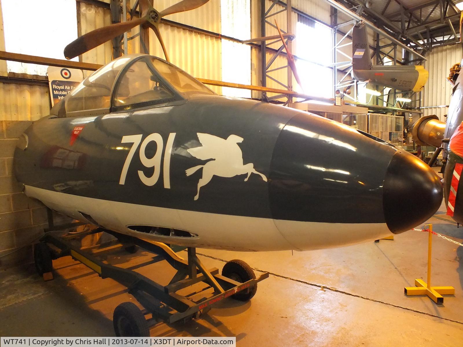 WT741, 1955 Hawker Hunter GA11 C/N 41H-670698, preserved at the South Yorkshire Aircraft Museum, AeroVenture, Doncaster