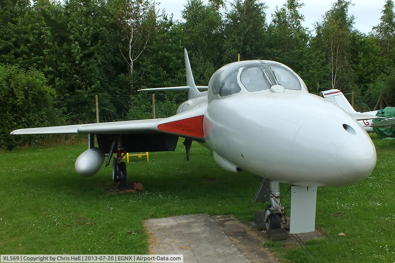XL569, 1958 Hawker Hunter T.7 C/N 41H/693720, Preserved at the East Midlands Aeropark