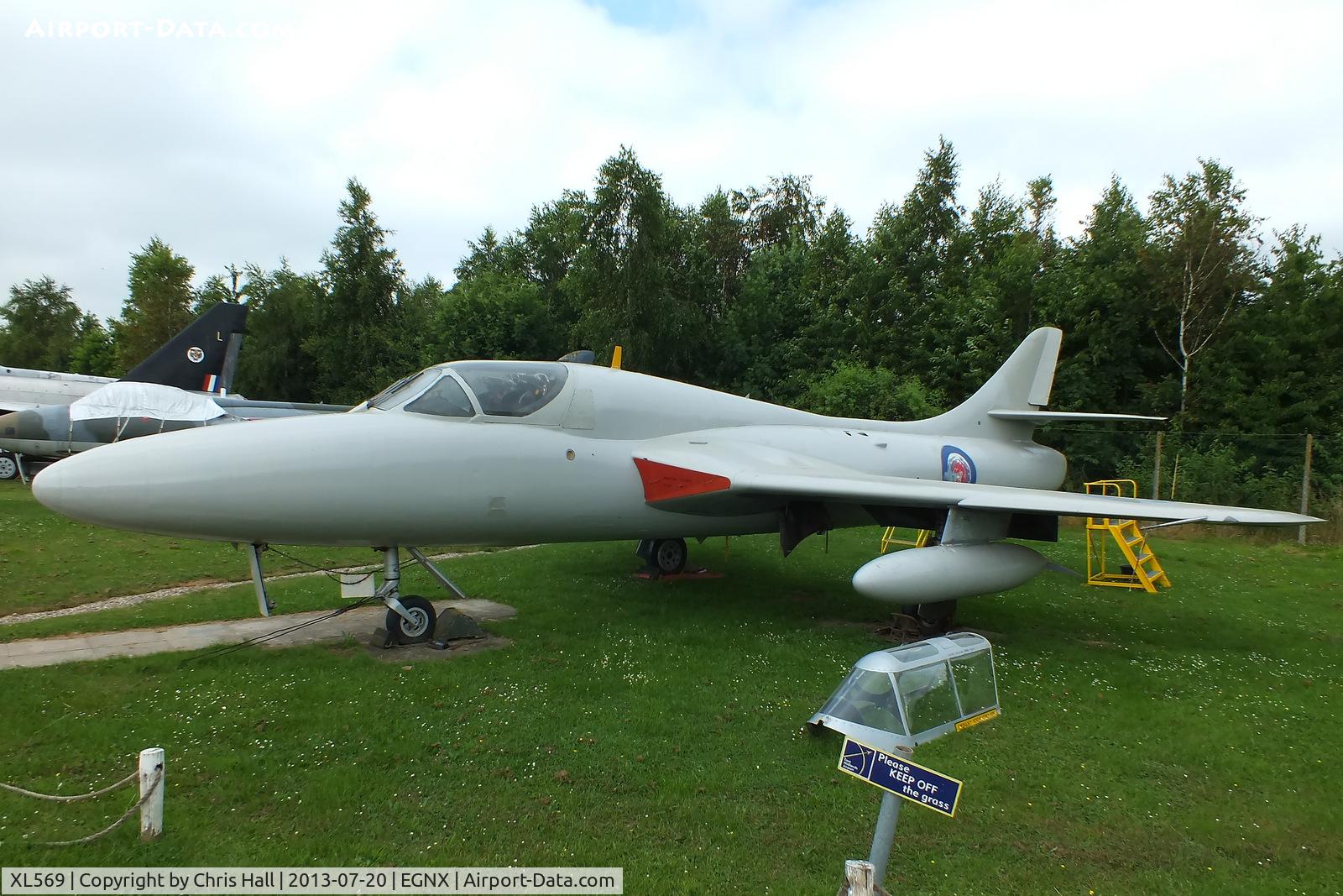 XL569, 1958 Hawker Hunter T.7 C/N 41H/693720, Preserved at the East Midlands Aeropark