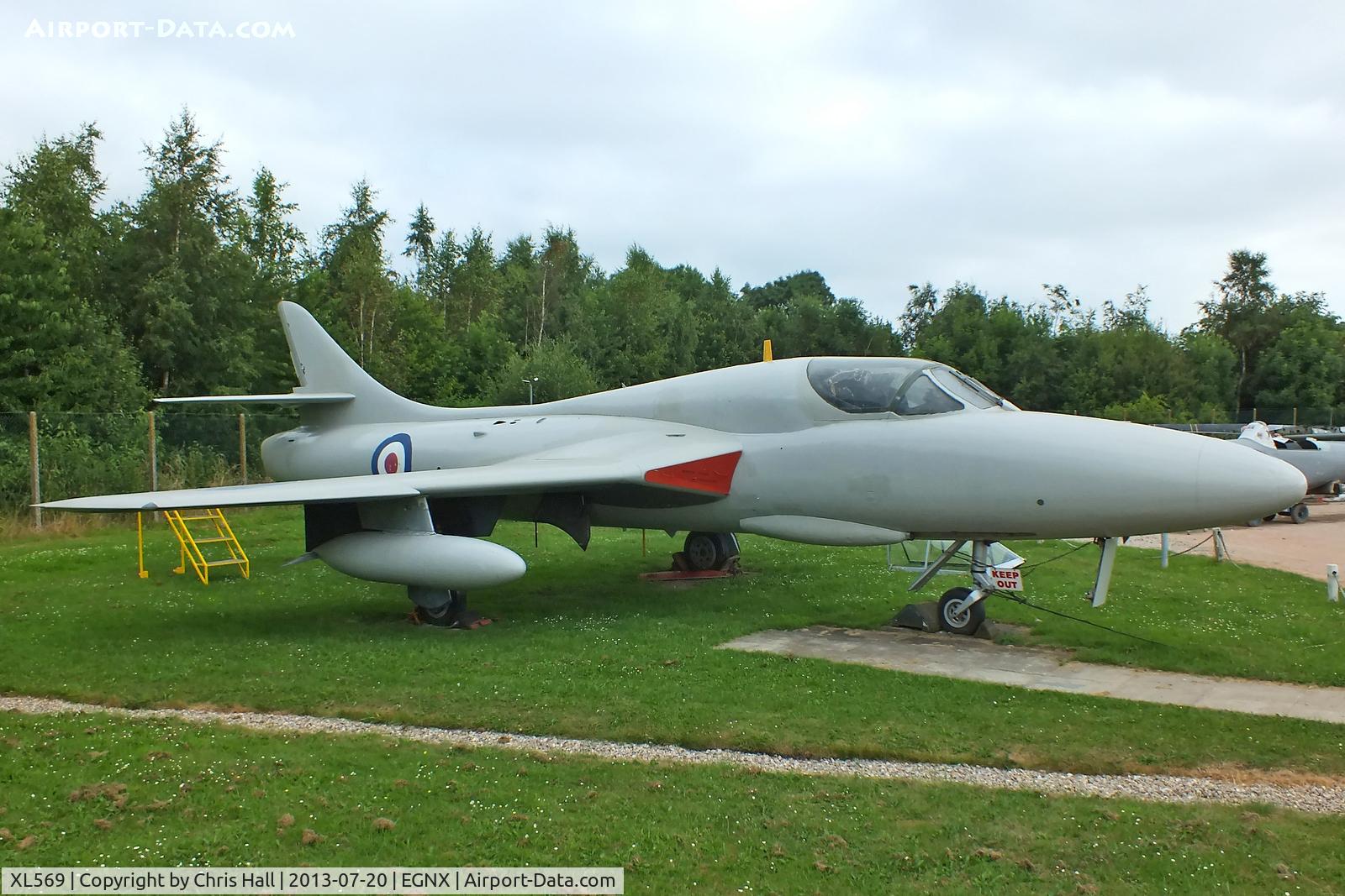 XL569, 1958 Hawker Hunter T.7 C/N 41H/693720, Preserved at the East Midlands Aeropark