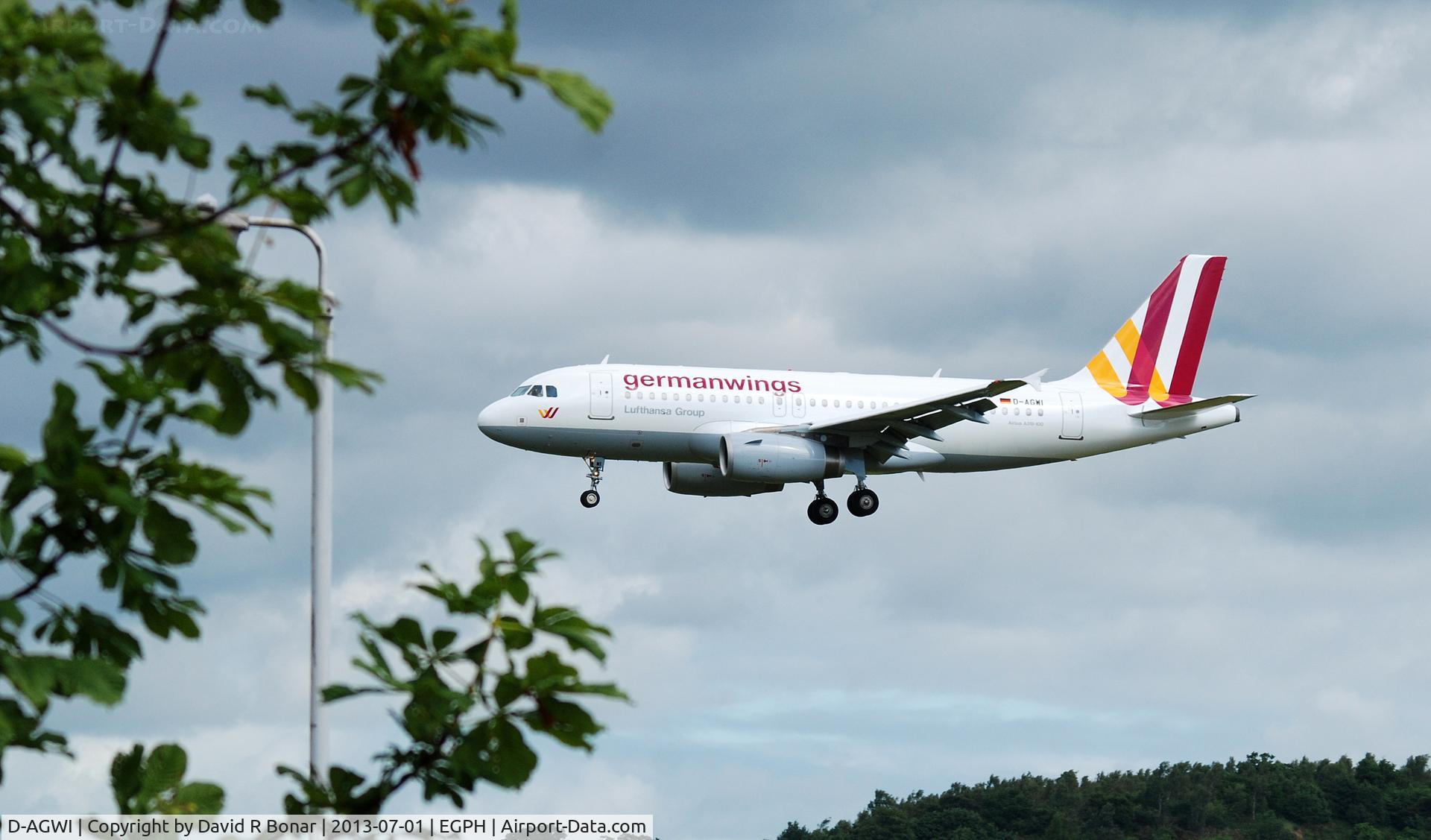 D-AGWI, 2008 Airbus A319-132 C/N 3358, Sporting the new German Wings livery, arriving from Koln.
