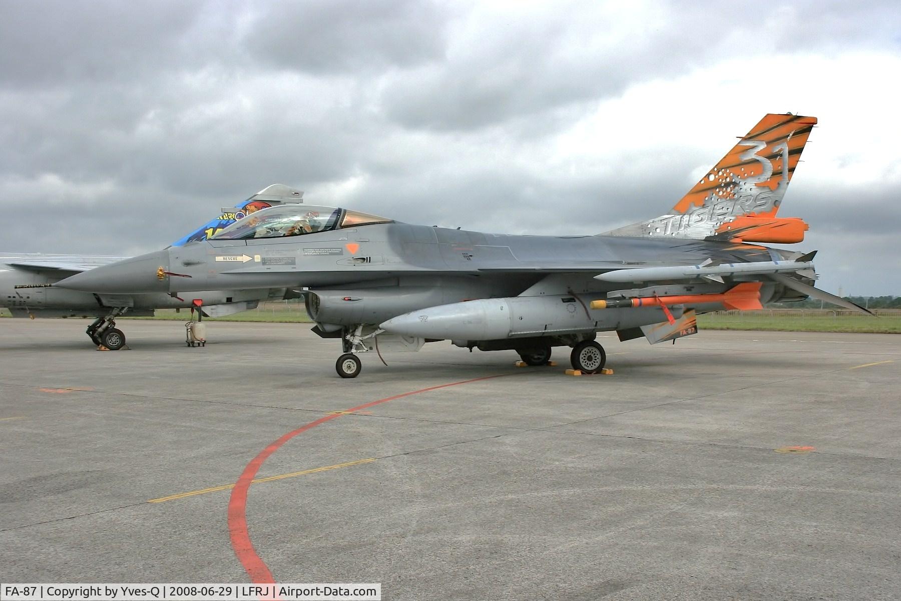FA-87, SABCA F-16AM Fighting Falcon C/N 6H-87, Belgium Air Force General Dynamics (SABCA) F-16 AM Fighting Falcon FA-87, Landivisiau Naval Air Base (LFRJ) - Tiger Meet 2008