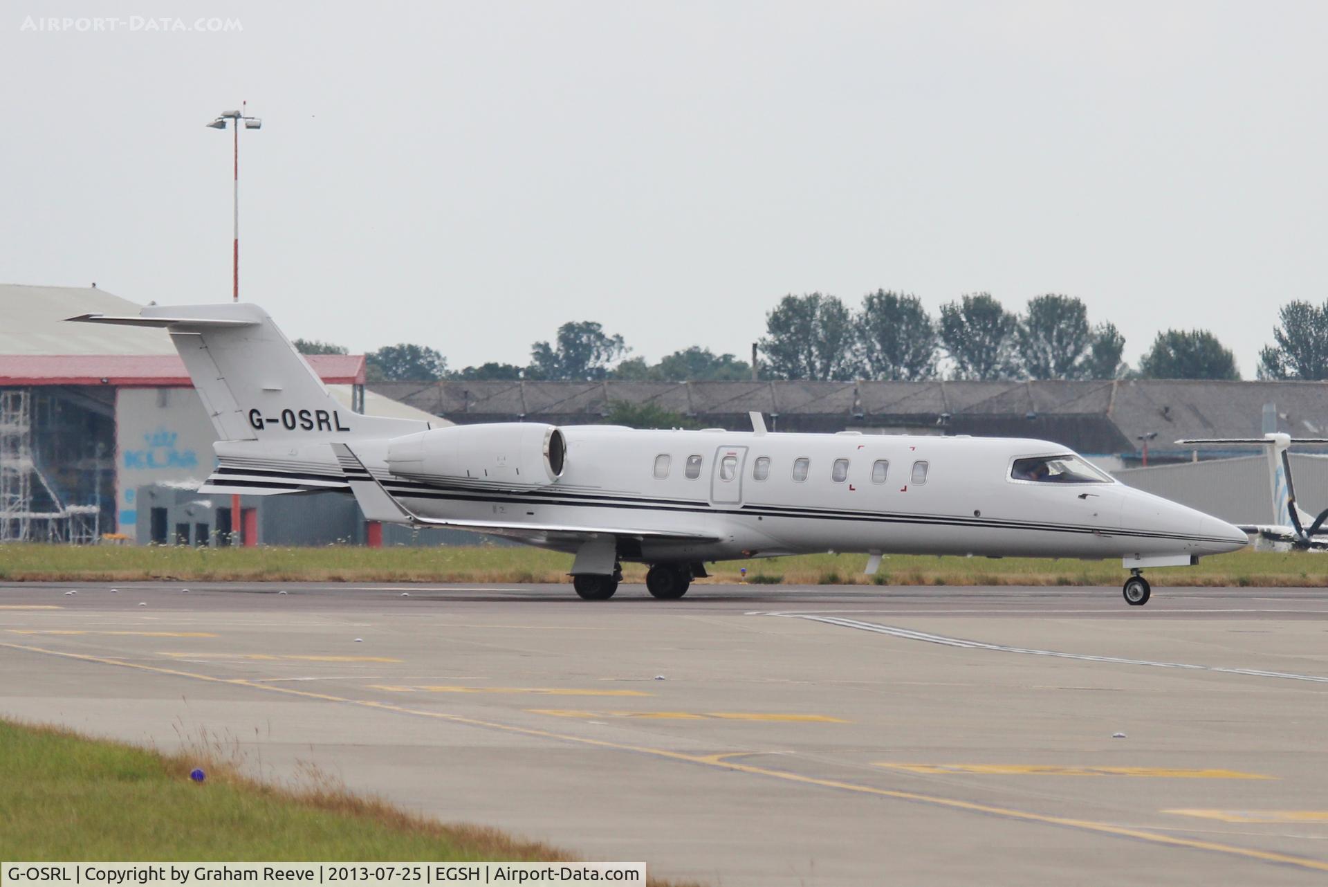 G-OSRL, 2009 Learjet 45 C/N 45-391, Just landed at Norwich.