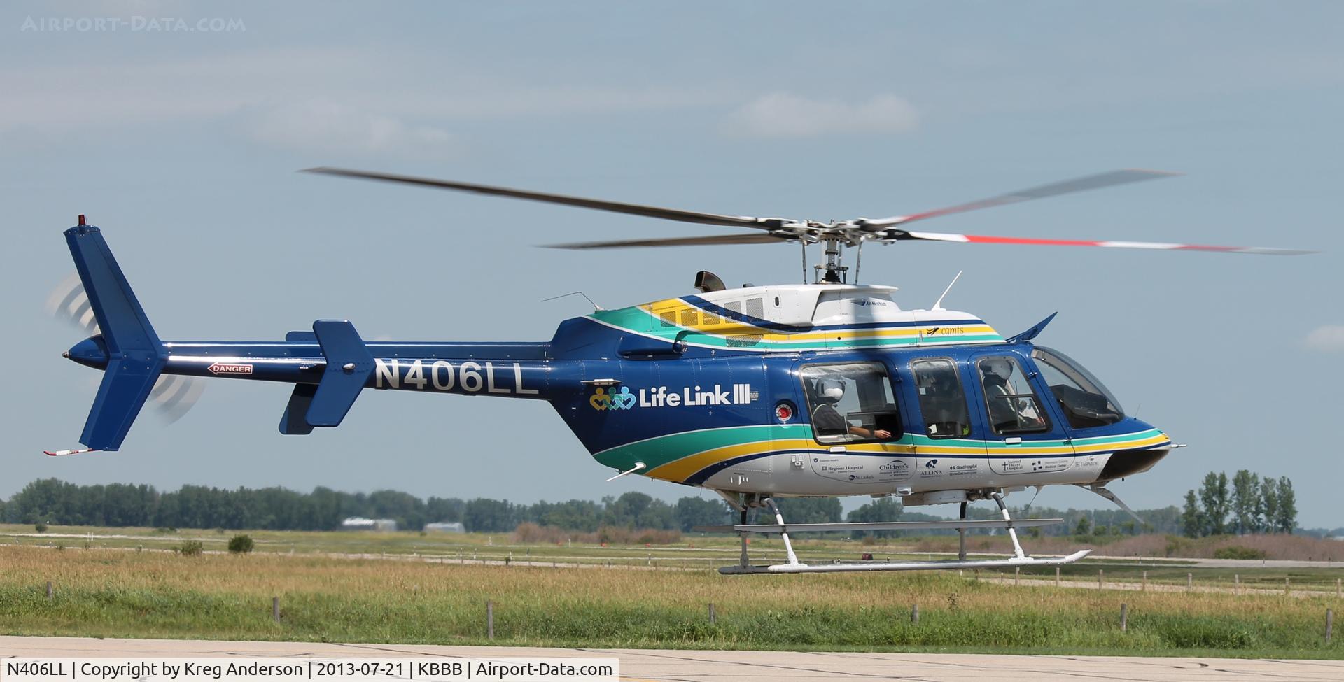 N406LL, 1998 Bell 407 C/N 53279, LifeLink III departing the 2013 Benson Fly-in Breakfast