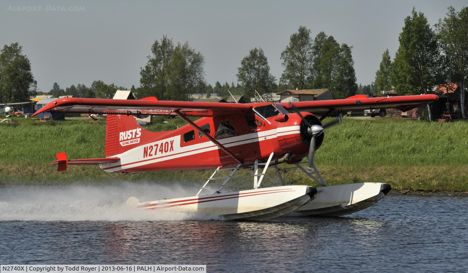 N2740X, 1953 De Havilland Canada DHC-2 Beaver Mk.I C/N 579, High speed taxi on Lake Hood