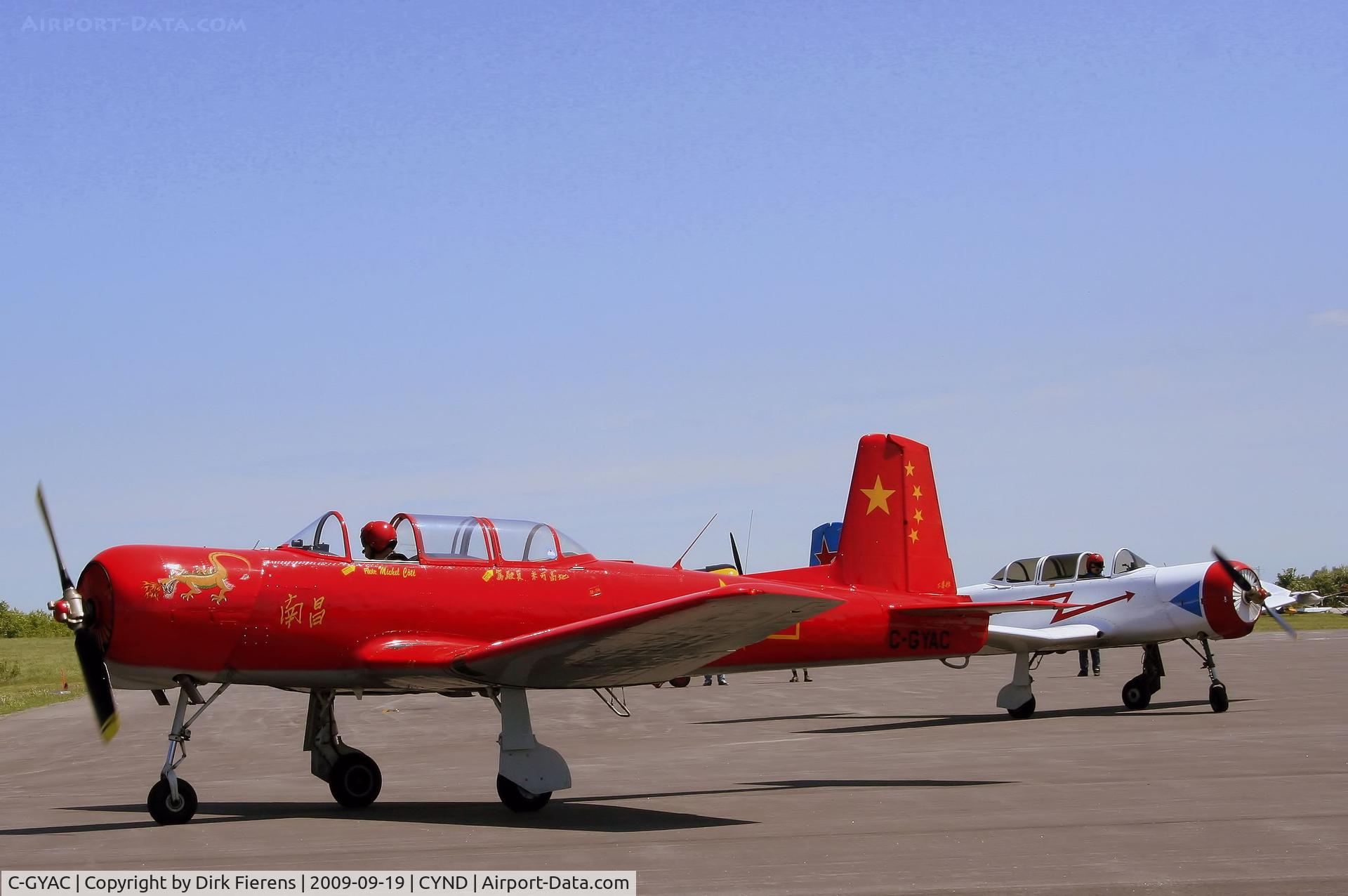C-GYAC, 1965 Nanchang CJ-6A C/N 1232028, Heading out for some demonstration flying.