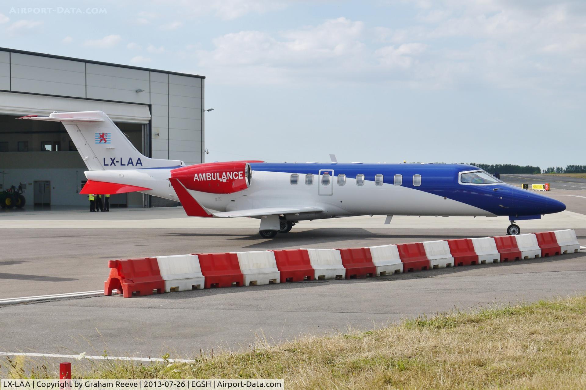LX-LAA, 2006 Learjet 45 C/N 45-308, Parked at Norwich.