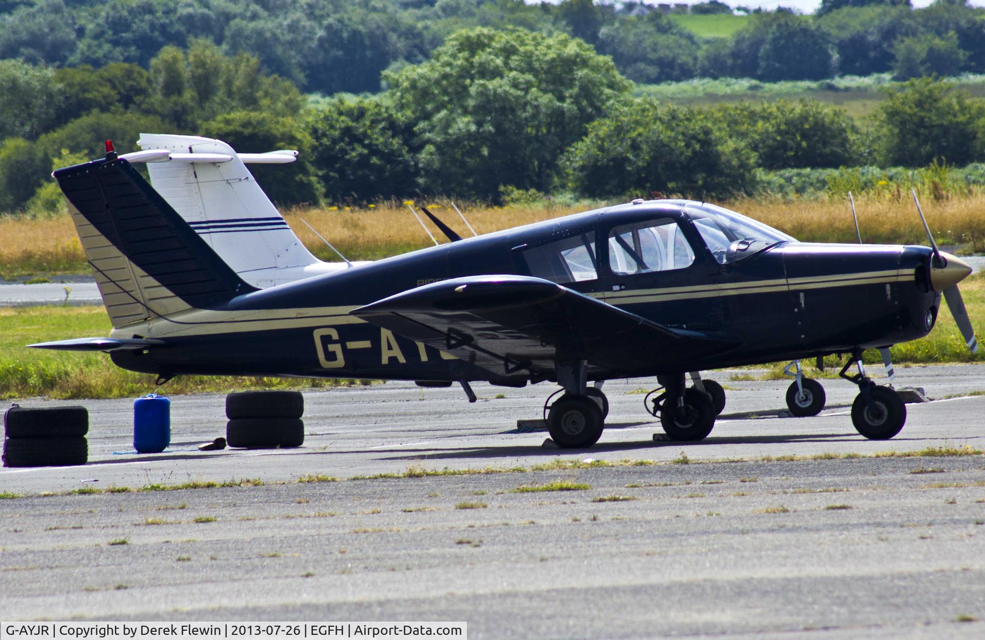 G-AYJR, 1970 Piper PA-28-140 Cherokee C/N 28-26694, Visiting Piper PA-28-140 from the Turweston flying School Aylesbury, previously owned by the RAF Brize Norton Flying Club.