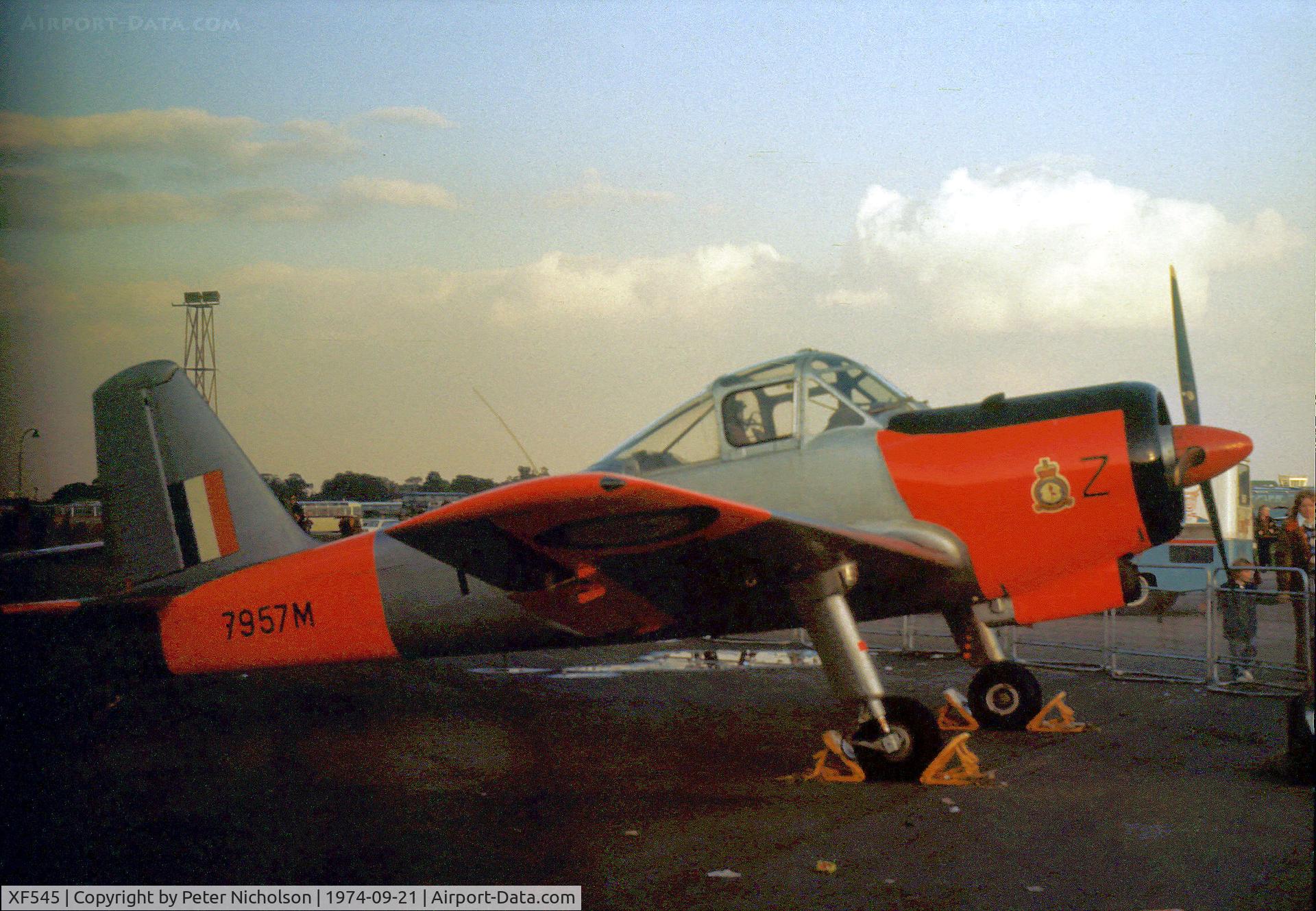 XF545, 1955 Percival P-56 Provost T.1 C/N PAC/56/276, Provost T.1 on display at the 1974 RAF Finningley Airshow.