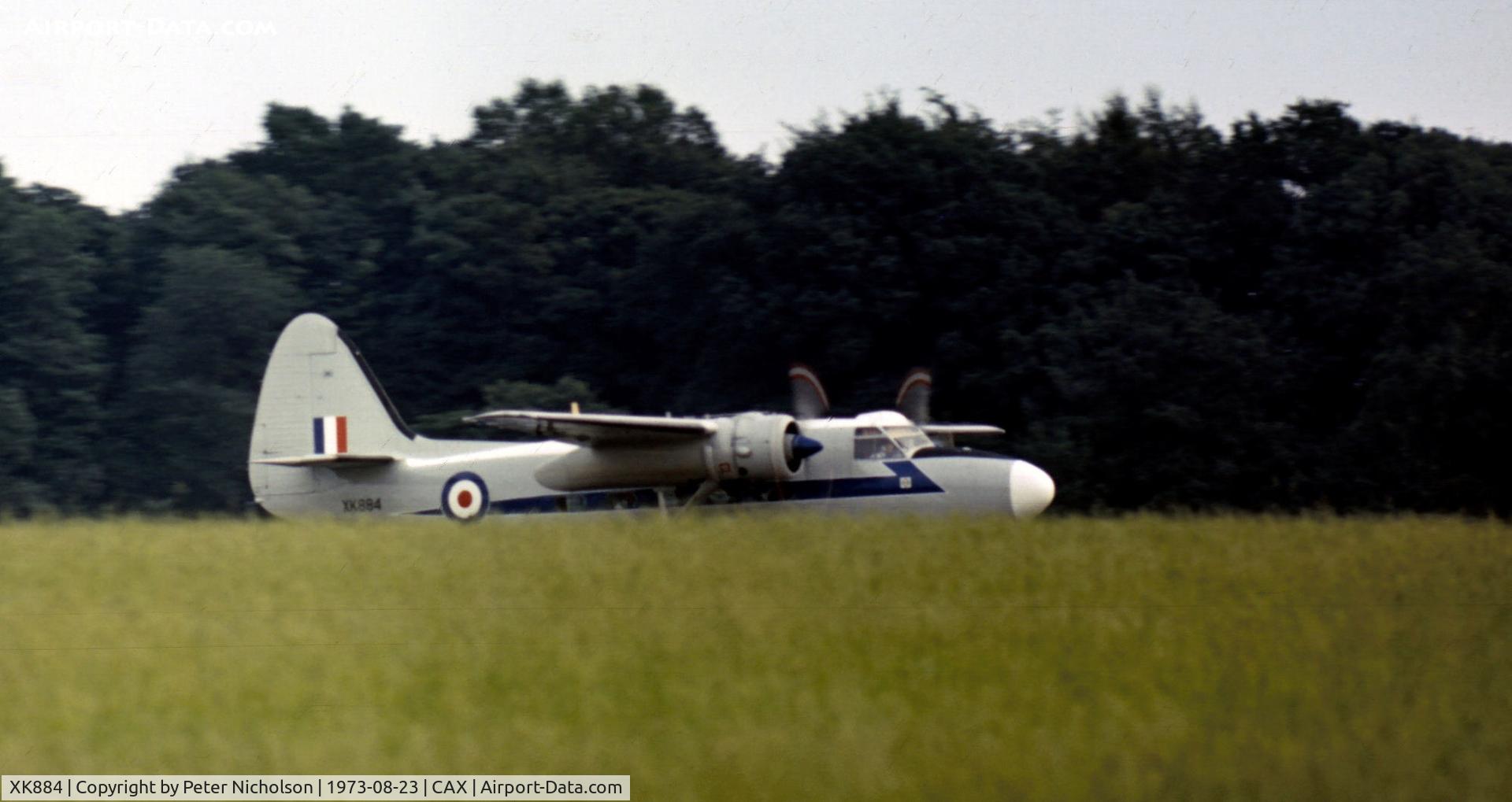 XK884, 1956 Hunting Percival P-66 Pembroke C1 C/N PAC/66/82, Pembroke C.1 of 60 Squadron as seen at Carlisle in the Summer of 1973.