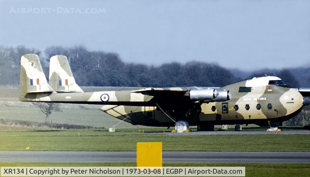 XR134, 1963 Armstrong Whitworth AW-660 Argosy C.1 C/N 6789, Argosy C.1 of 114 Squadron awaiting disposal at 5 Maintenance Unit RAF Kemble in the Spring of 1973.