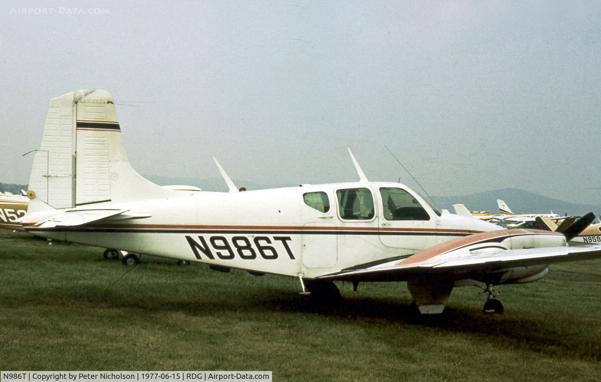 N986T, Beech B95 Travel Air C/N TD-408, This Beech B95 TravelAir was seen at the 1977 Reading Airshow.