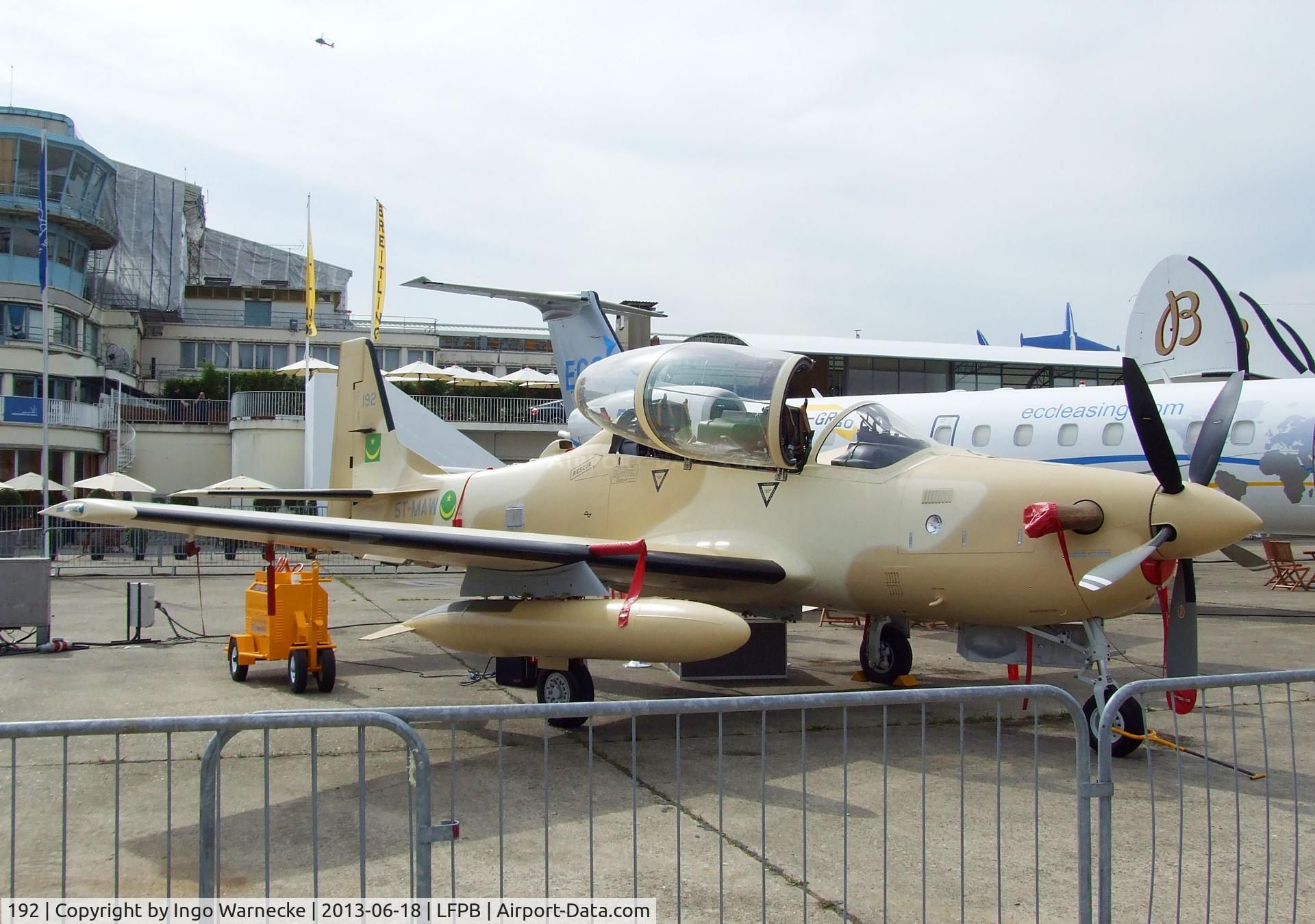 192, 2012 Embraer A-29B Super Tucano (EMB-314) C/N 31400192, EMBRAER A-29B / EMB-314 Super Tucano of the Mauritania Air Force at the Aerosalon 2013, Paris