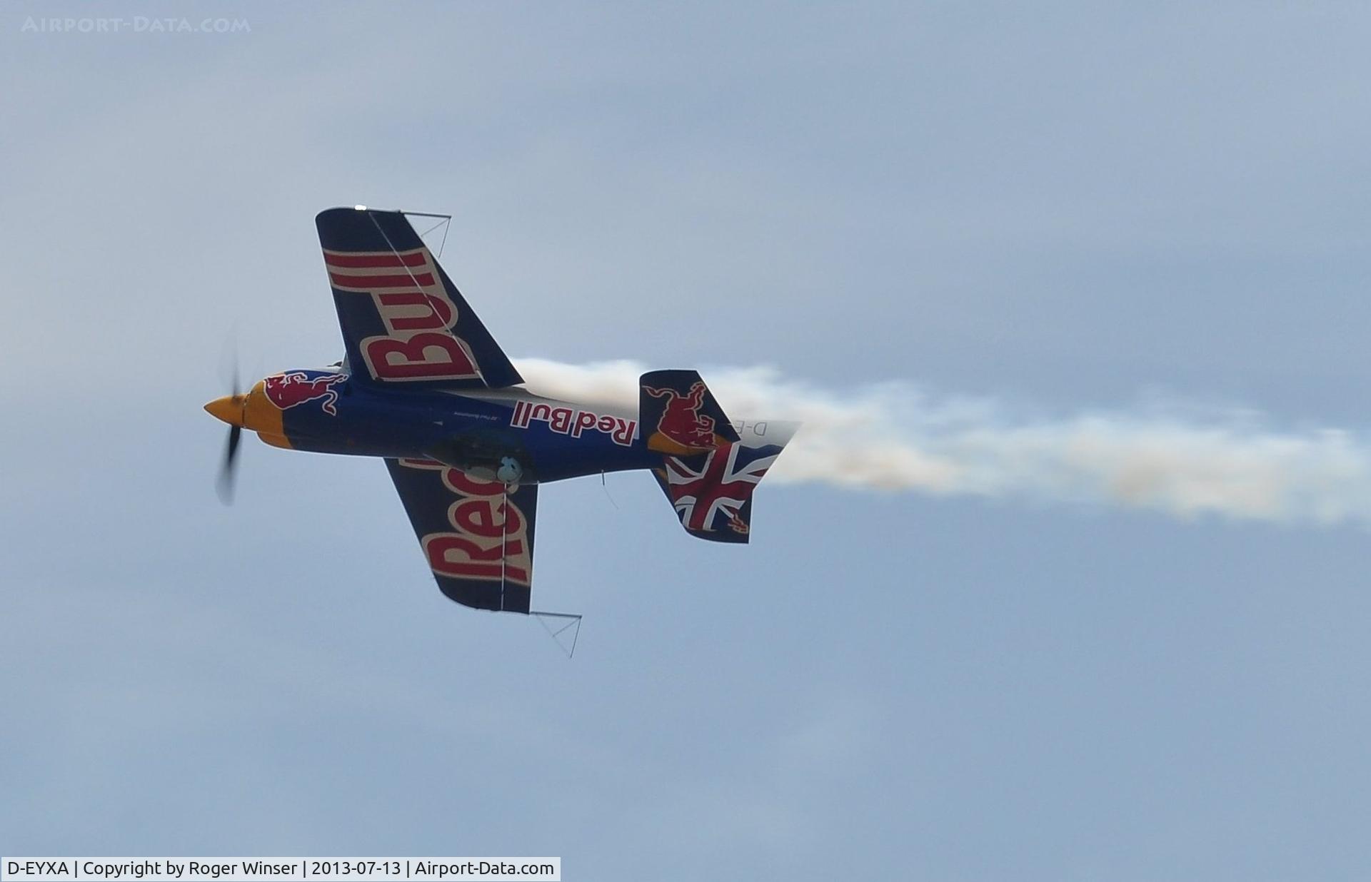 D-EYXA, 2011 XtremeAir XA-41 Sbach 300 C/N 002, Off airport. Red Bull Matadors. Displaying on the first day of the Wales National Air Show, Swansea Bay, UK.