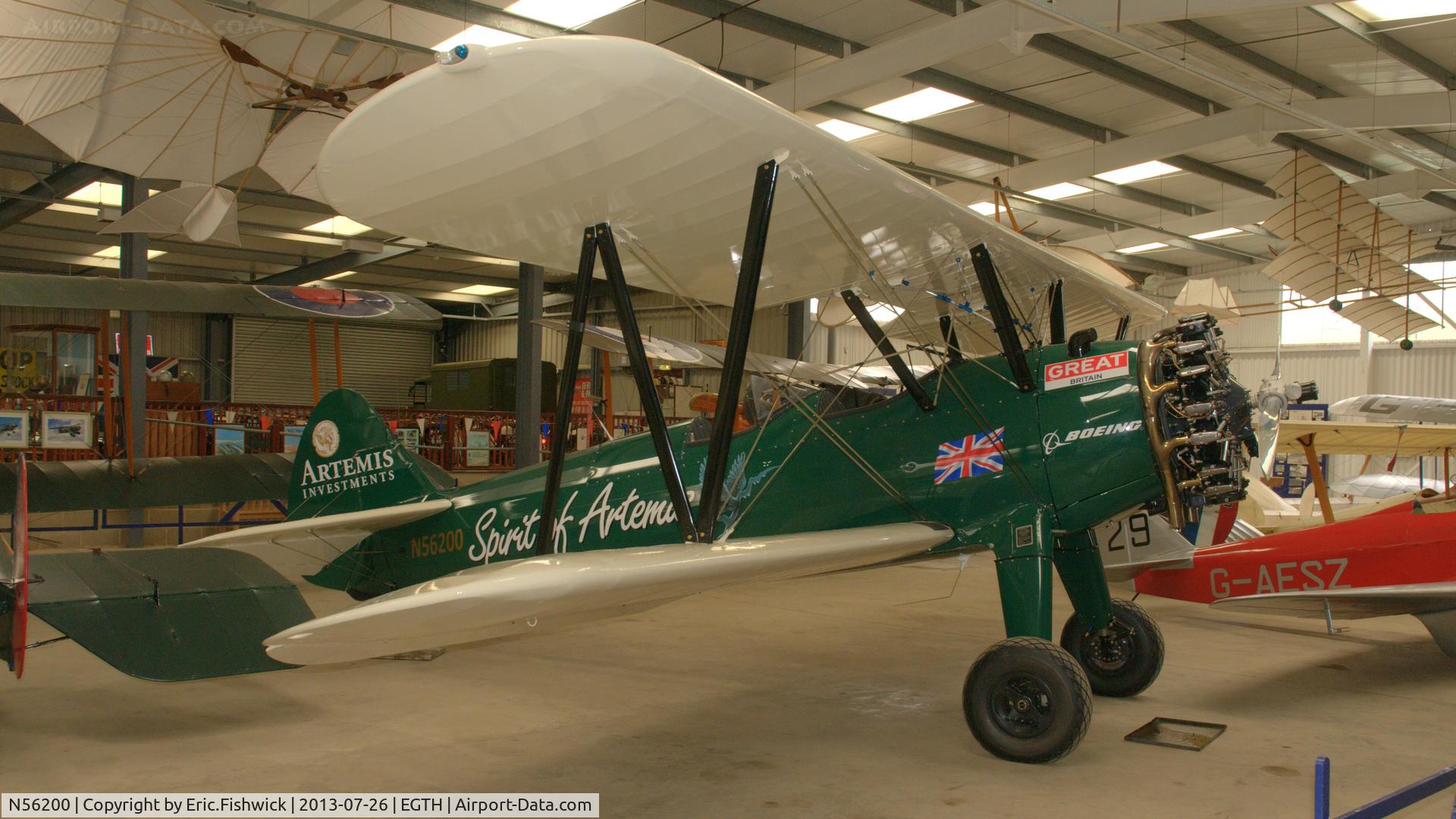 N56200, 1943 Boeing B75N1 C/N 75-7813, 3. N56200 in a Hanger at The Shuttleworth Collection.