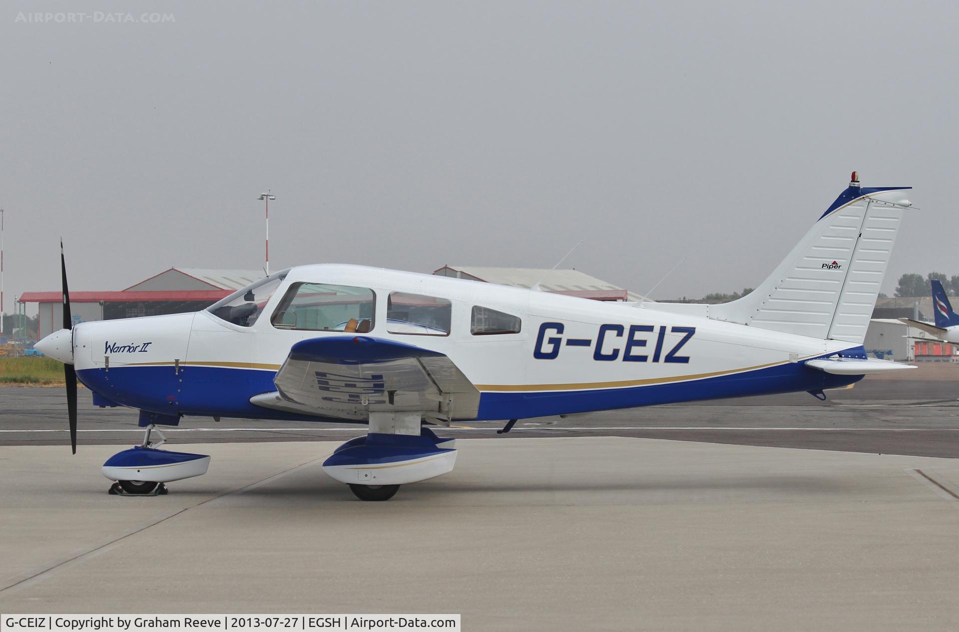 G-CEIZ, 1980 Piper PA-28-161 Cherokee Warrior II C/N 28-8116076, Parked at Norwich.