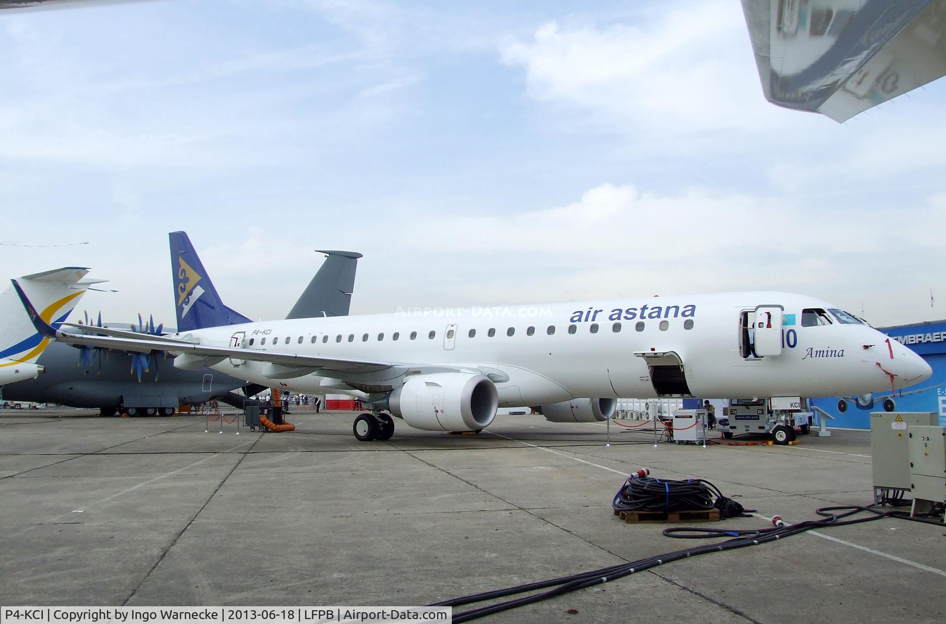 P4-KCI, 2013 Embraer 190LR (ERJ-190-100LR) C/N 19000604, EMBRAER ERJ-190-100LR of air astana at the Aerosalon 2013, Paris