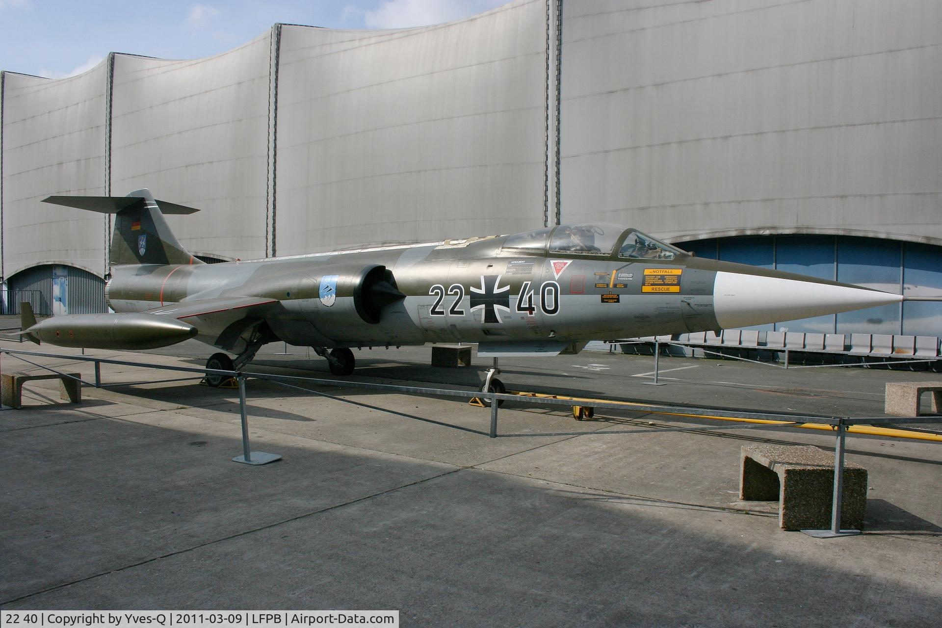 22 40, Lockheed F-104G Starfighter C/N 683-7118, Lockheed F-104G Starfighter, Air & Space Museum Paris-Le Bourget (LFPB)