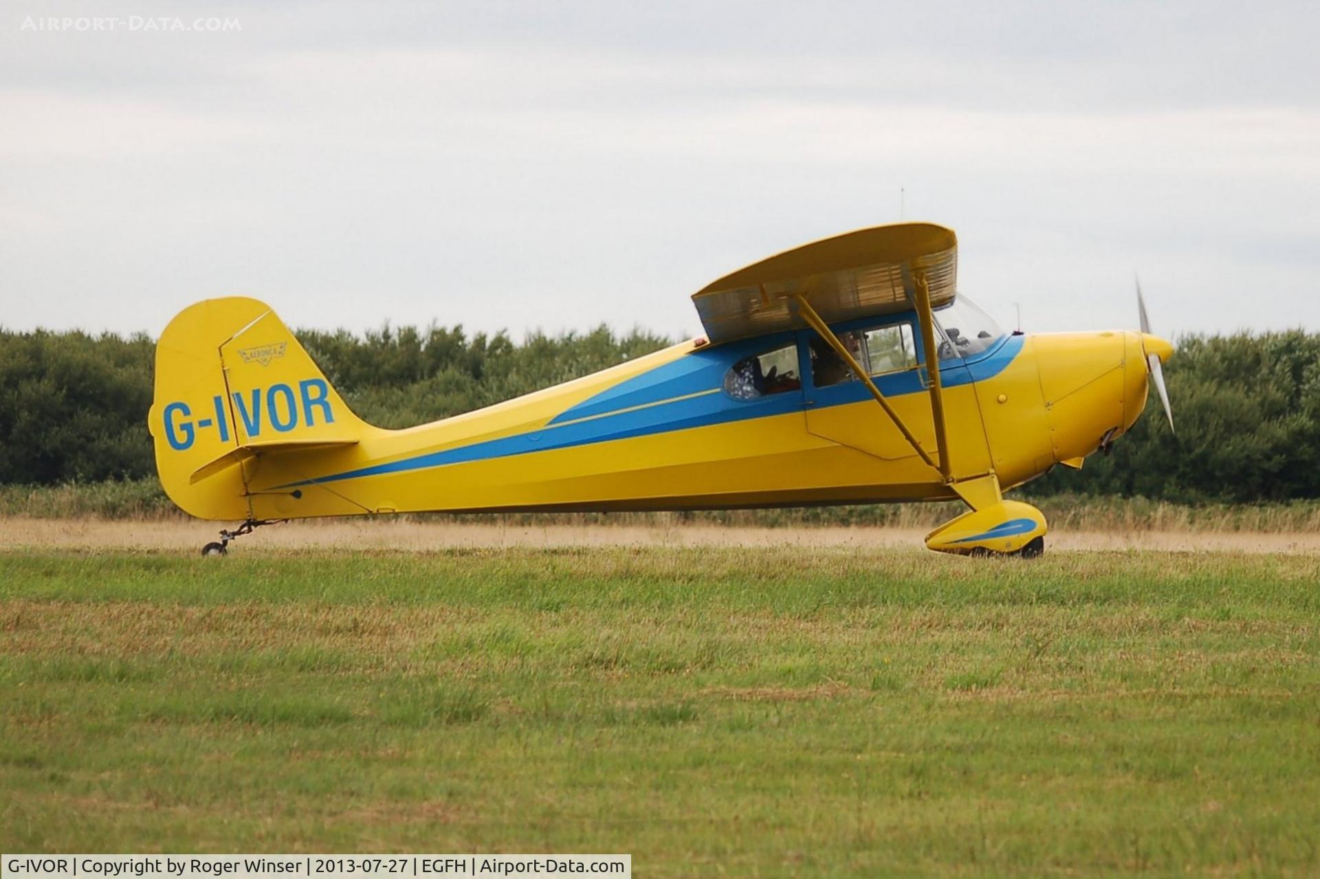 G-IVOR, 1946 Aeronca 11AC Chief Chief C/N 11AC-1035, Visiting Aeronca Chief at holding point prior to departure.